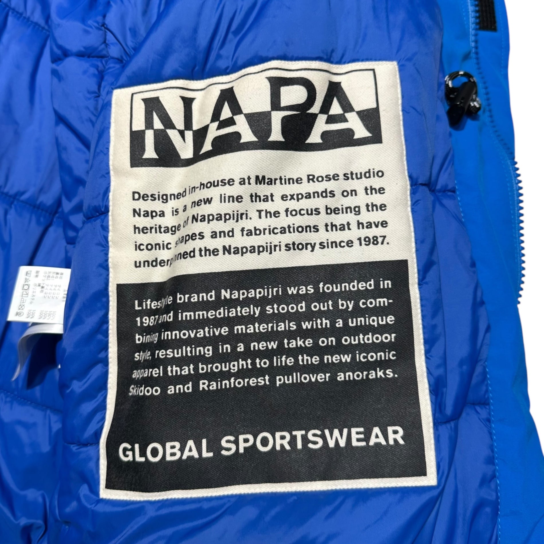 MARTINE ROSE×NAPAPIJRI(マーティン・ローズ×ナパピリ) 20AW double name hooded down jacket/フーデットダウンジャケット NP0A4EVO S ブルー