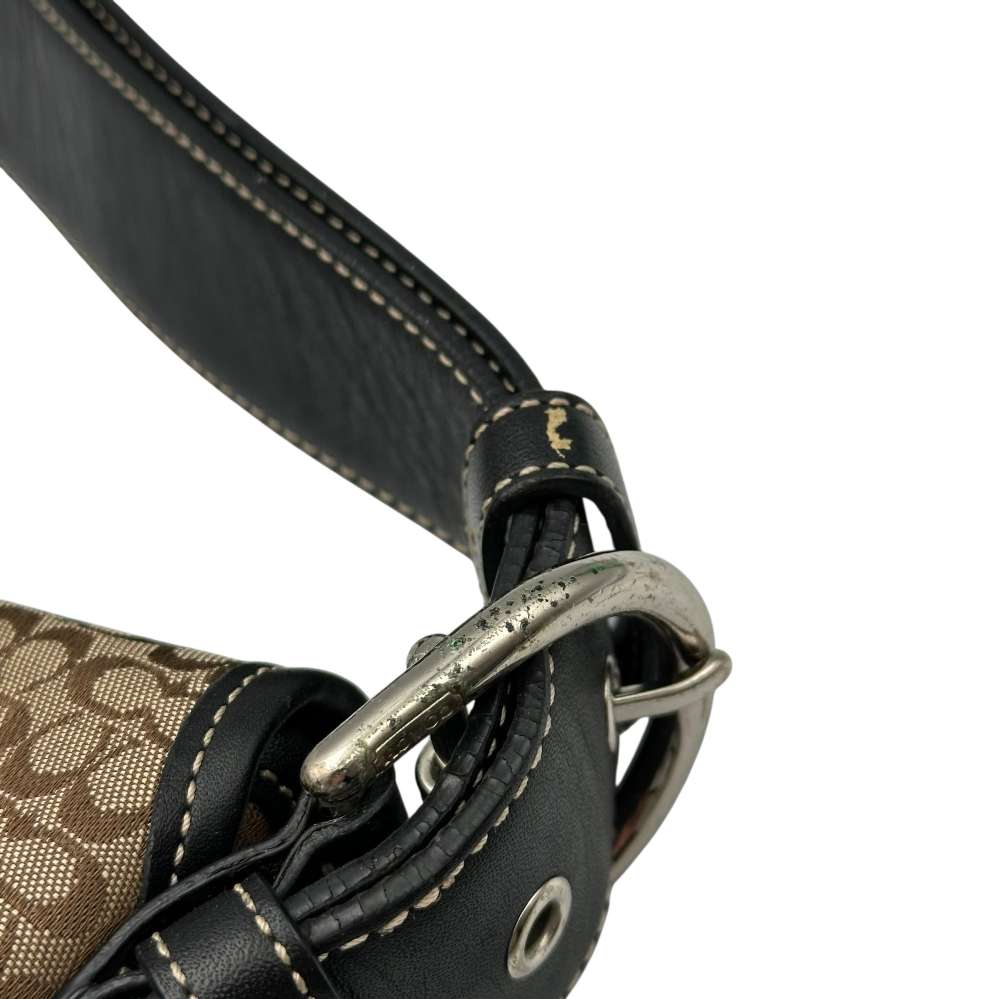 COACH(コーチ) Signature Shoulder Bag シグネチャー ショルダー バッグ 6377 ベージュ×ブラック ワンショルダー