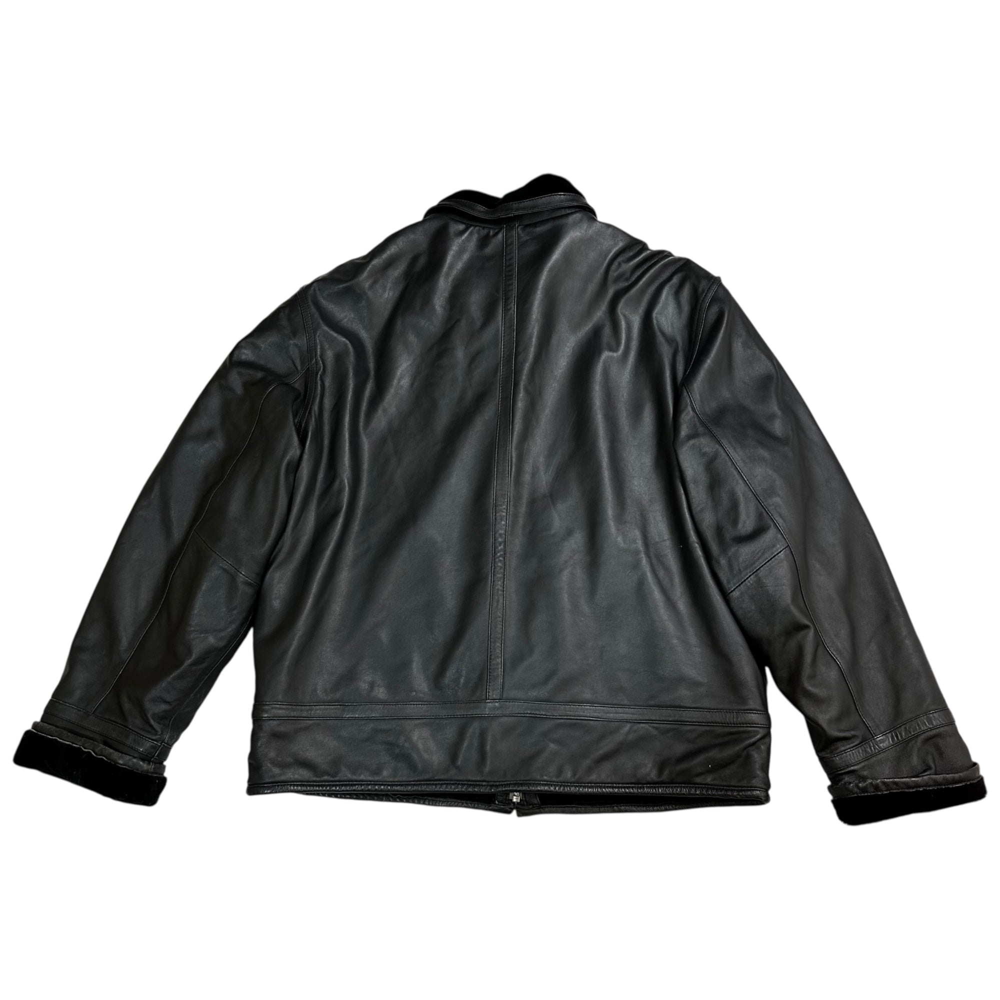 HARDY AMIES SPORT(ハーディエイミススポーツ) 90's lamb leather jacket with boa lining 90年代 裏ボア ラムレザー ジャケット L ブラック