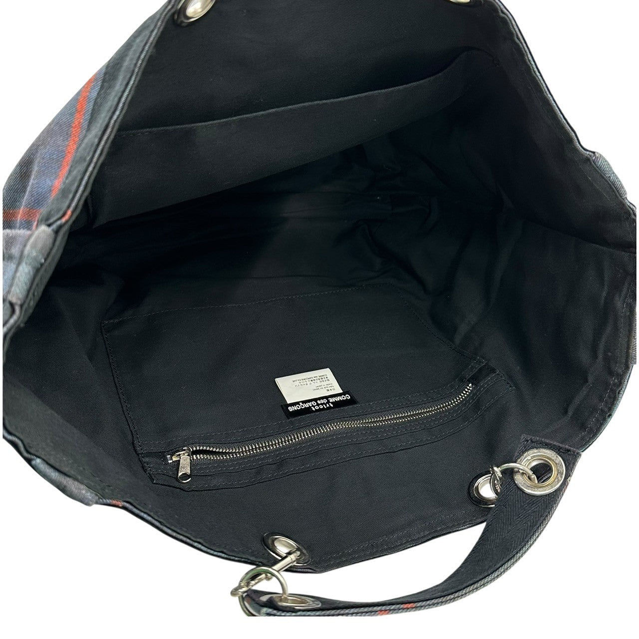 tricot COMME des GARCONS(トリココムデギャルソン) Inside Out Check Tote Bag インサイド アウト チェック トート バッグ TH-K 205 グリーン×ネイビー ハンド