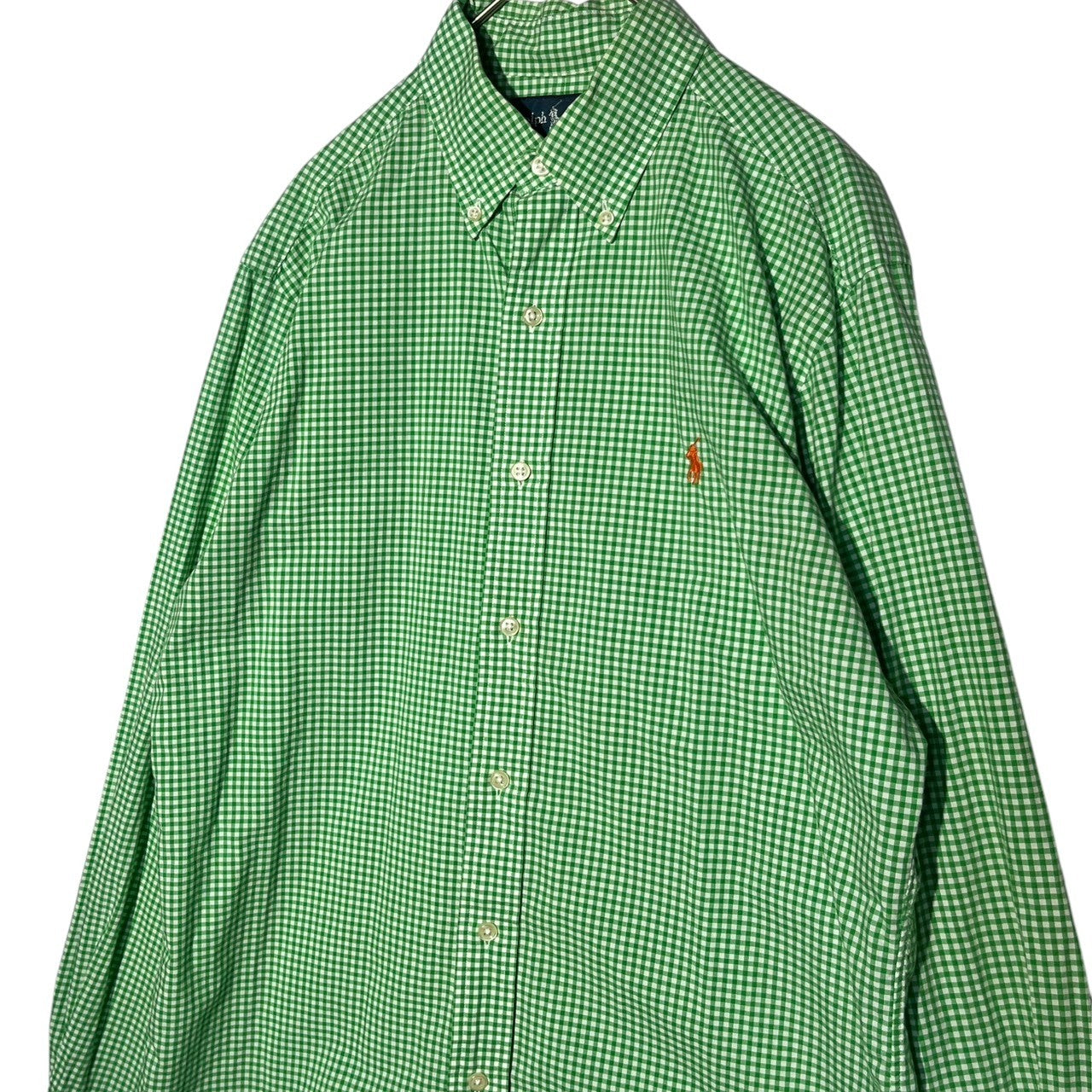 POLO RALPH LAUREN(ポロラルフローレン) Gingham check BD shirt ギンガム チェック ボタン ダウン シャツ S グリーン×ホワイト