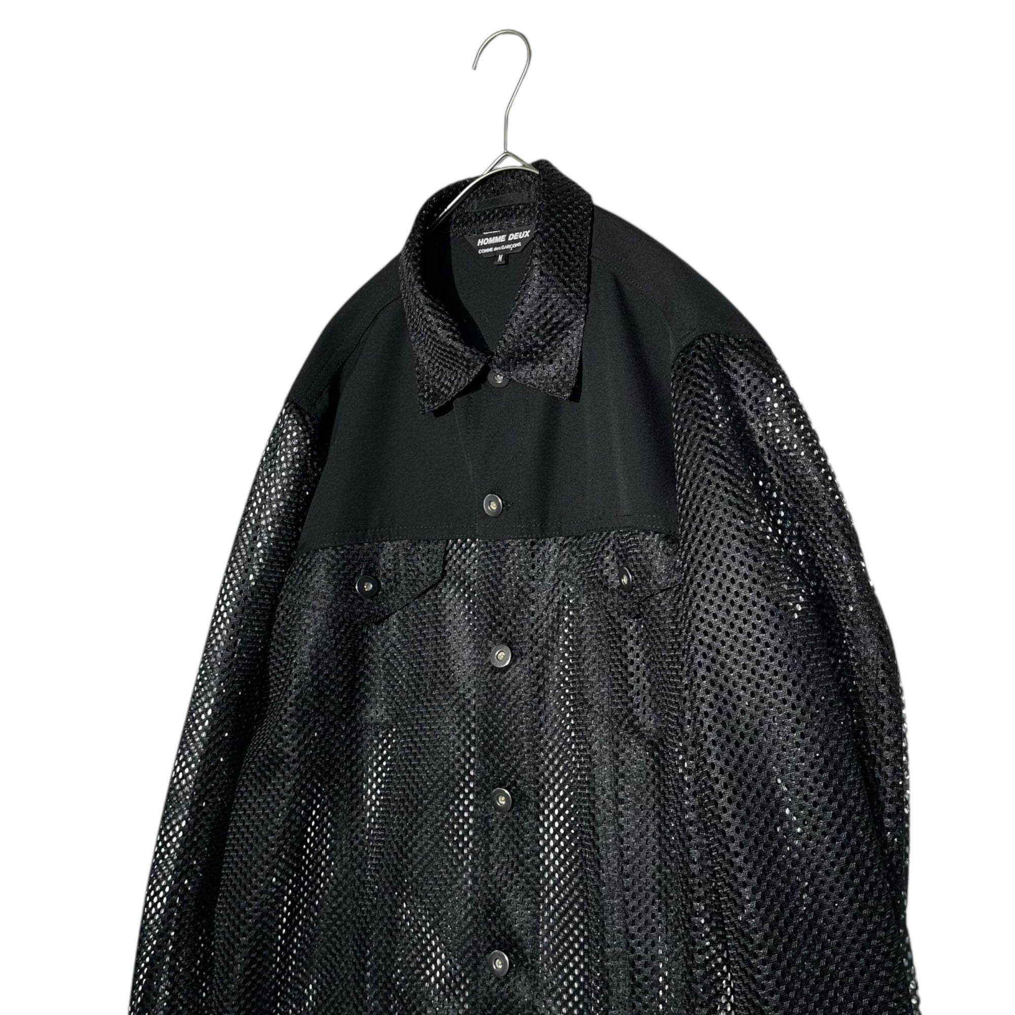 COMME des GARCONS HOMME DEUX(コムデギャルソンオムドゥ) 25SS Wool gabardine mesh switching trucker jacket ウールギャバジン メッシュ 切替 トラッカー ジャケット DO-J049 M ブラック