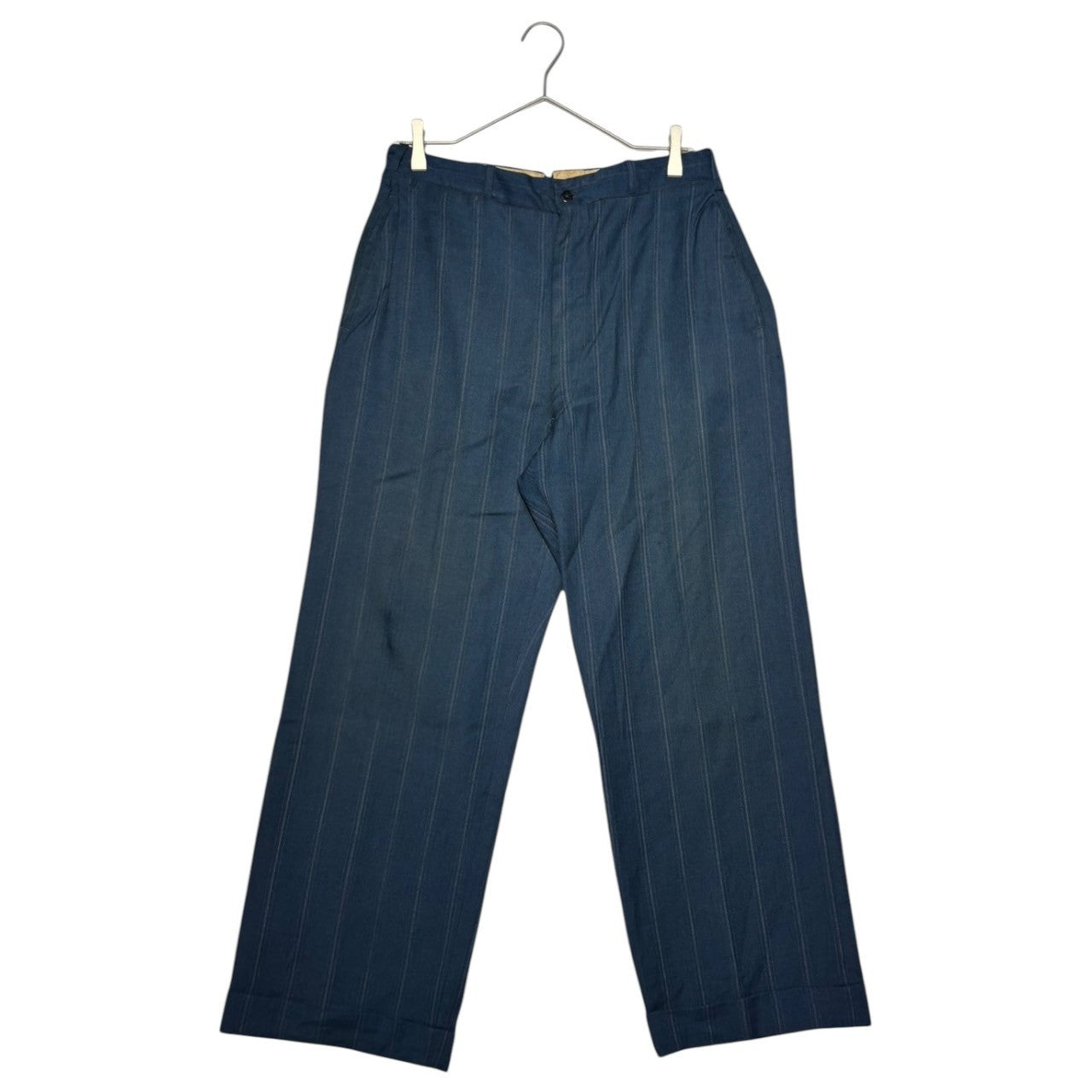 VINTAGE(ヴィンテージ) 50's~60's Vintage Striped Straight Slacks ヴィンテージ ストライプ ストレート スラックス 実寸82cm ブルー 推定50年代~60年代 WALDESジップ USA製