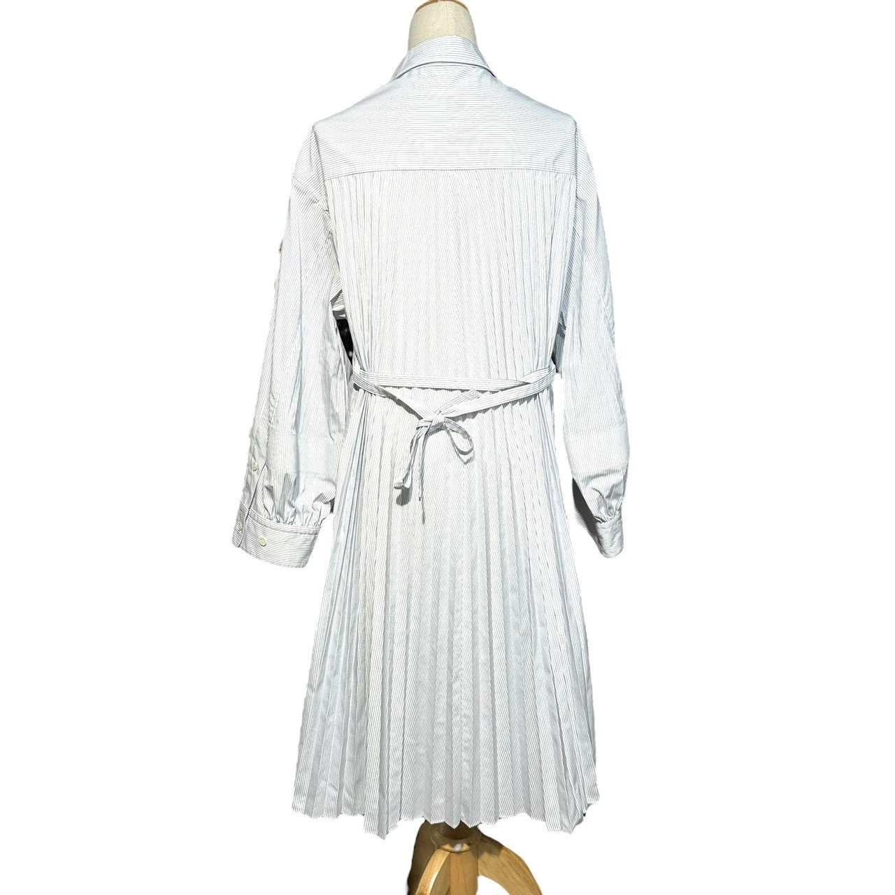COMME des GARCONS JUNYA WATANABE(コムデギャルソンジュンヤワタナベ) 18AW Back Pleated Striped Shirt Dress バルーン スリーブ バック プリーツ ストライプ シャツ ワンピース JB-O024 XS ホワイト AD2018