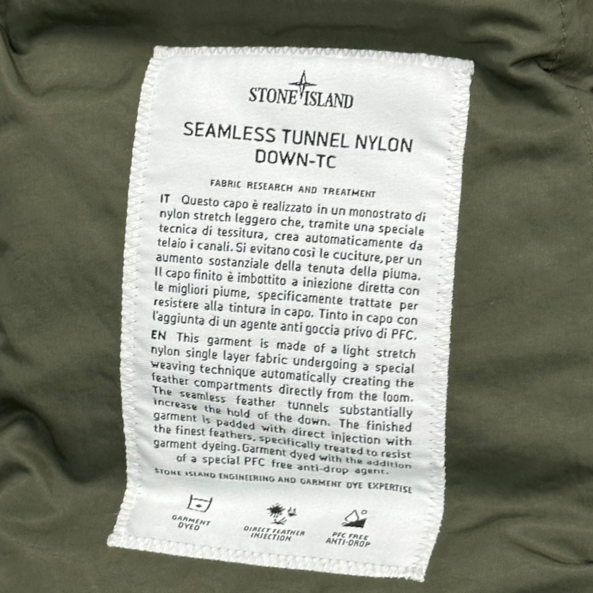 STONE ISLAND(ストーンアイランド) 23AW SEAMLESS TUNNEL NYLON DOWN-TC フーデット ダウン ジャケット 791543728 L オリーブ