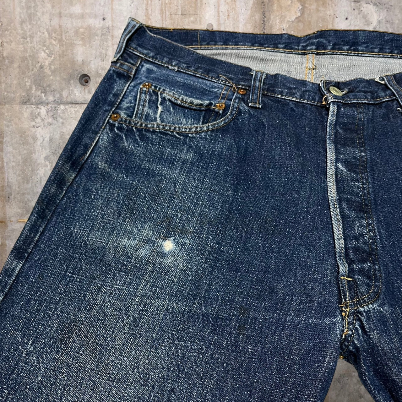 Levi's(リーバイス) 70's 66前期501vintage denim pants/ヴィンテージデニムパンツ/ストレート 表記無し(W37程度) インディゴ/濃紺 1975年1月製造 70年代 70s スモールe 赤耳