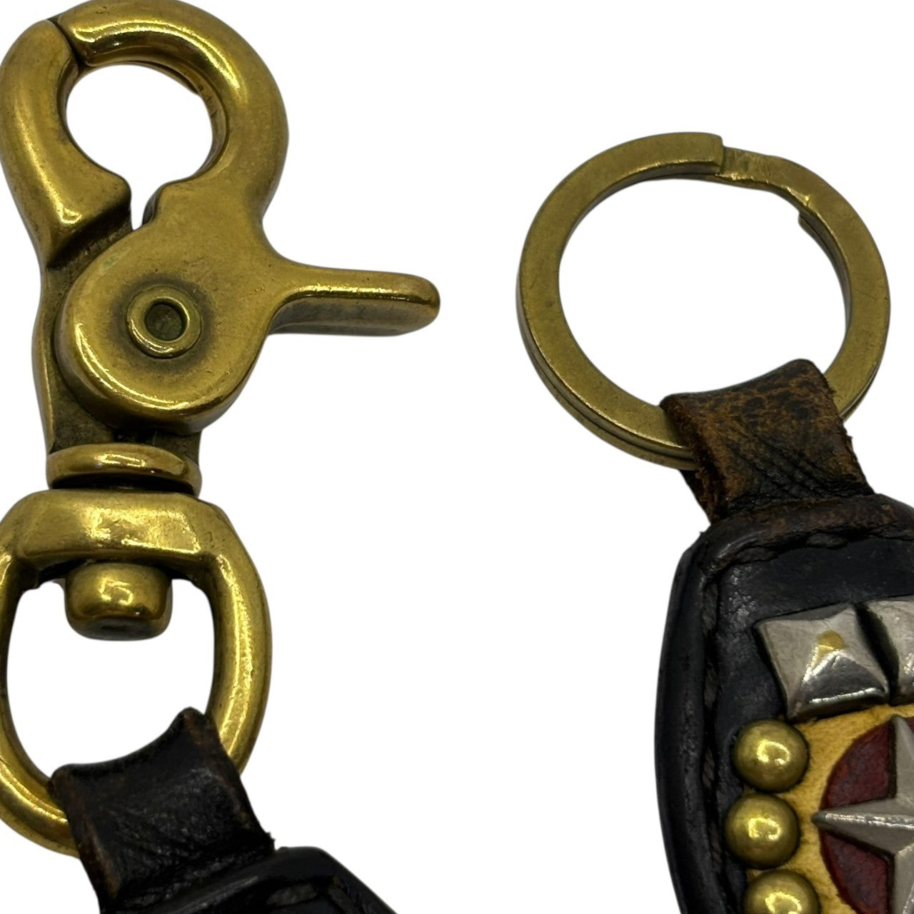 CALEE(キャリー) Brass Star Studs Wallet Chain ブラス スター スタッズ ウォレット チェーン ゴールド×ブラウン