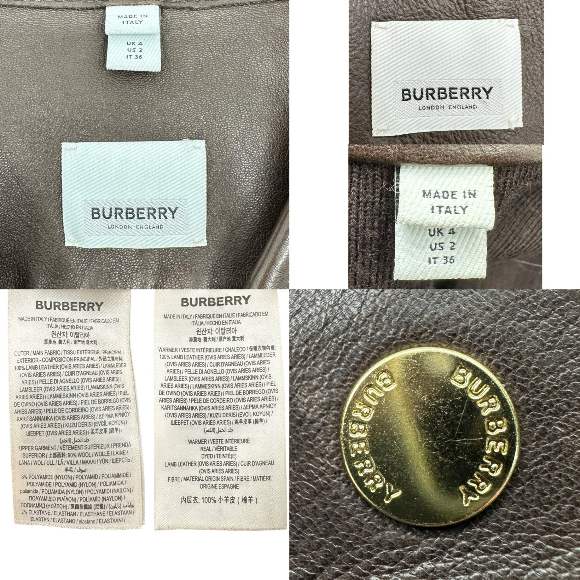 BURBERRY(バーバリー) Detachable Cropped Vest Lambskin Coat デタッチャブル クロップドベスト ラムスキン コート レザー 8013693/69E 4 ブラウン