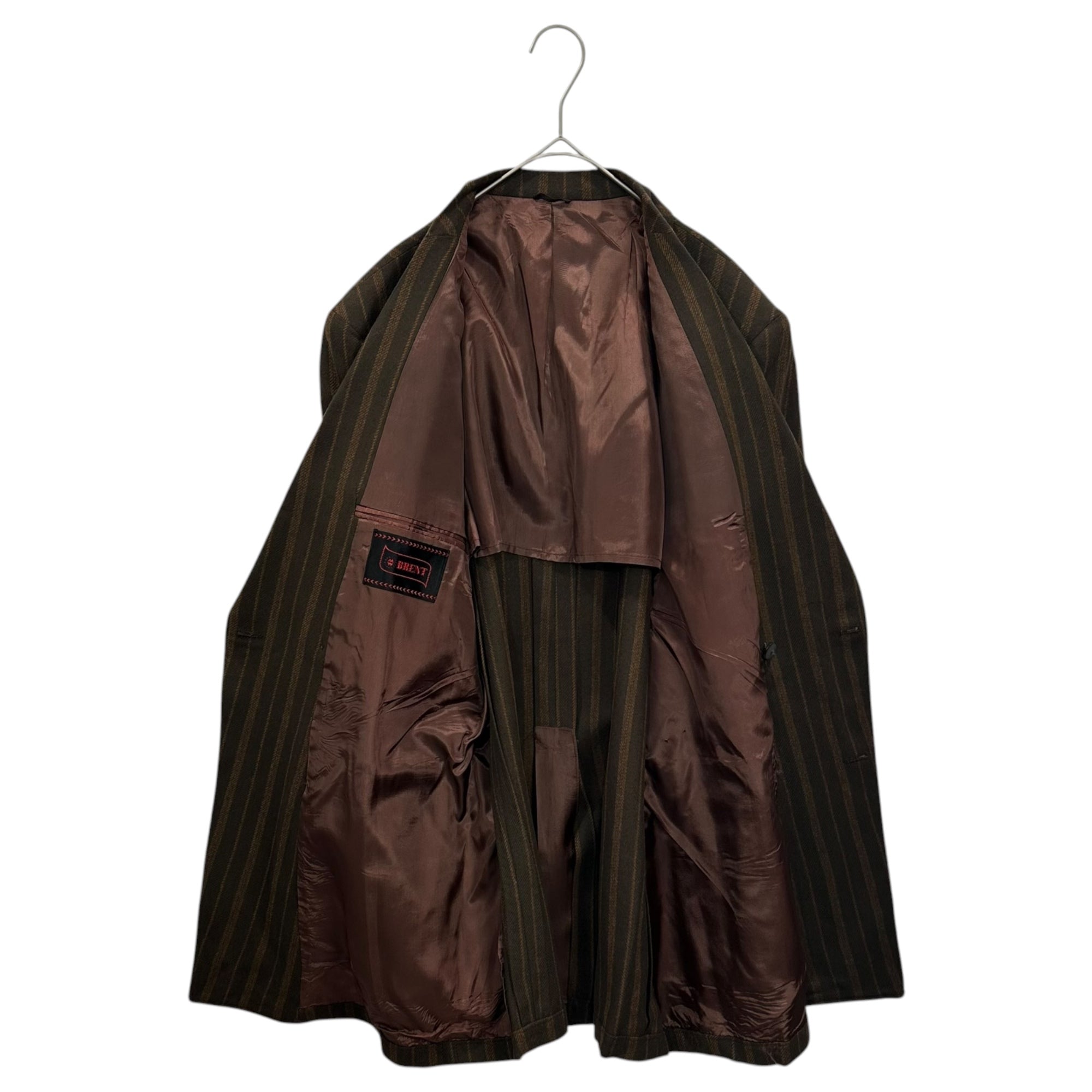 BRENT(ブレント) 50’s~60’s Double-breasted Striped Wool Jacket ダブルブレスト ストライプ ウール ジャケット 42L カーキ×ブラウン 50年代~60年代 テーラード ヴィンテージ モンゴメリーワード