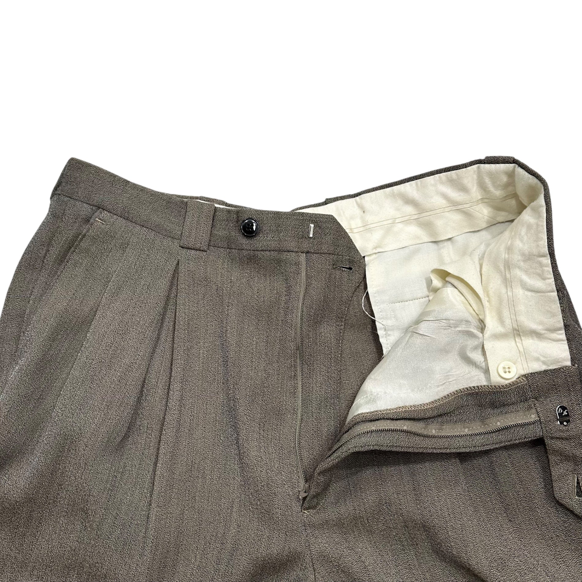 GIVENCHY(ジバンシィ) Made In USA 1-tuck wide slacks pants MONSIER 90's USA製 1タック ワイド スラックス パンツ 36R カーキ