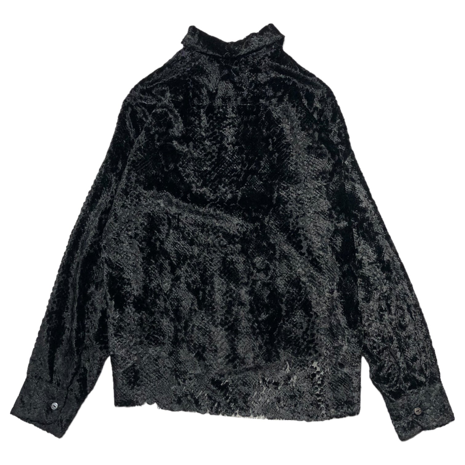 NEEDLES(ニードルズ) 21AW C.O.B.One-up Shirt Burnout Velvet レース ベロア オープンカラー 長袖 シャツ J0153 XS ブラック レーヨン シアー