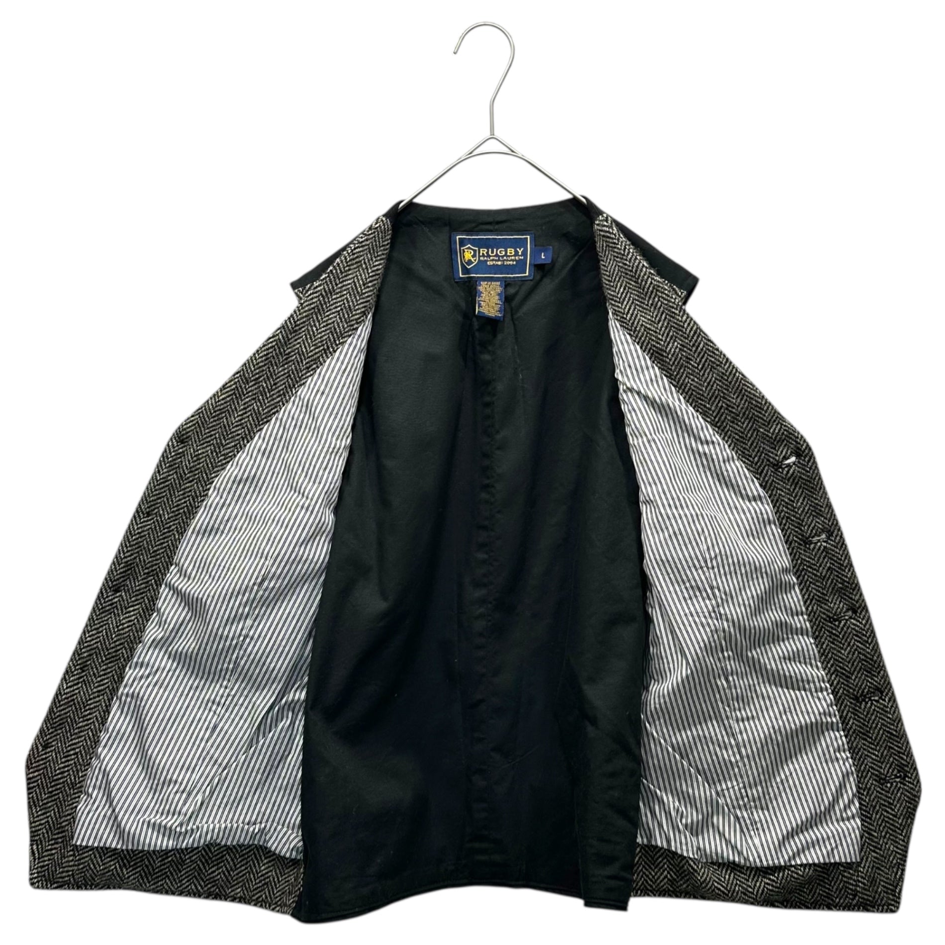 RALPH LAUREN RUGBY(ラルフローレンラグビー) Herringbone Tweed Wool Gilet ヘリンボーン ツイード ウール ジレ L グレー×ブラック ベスト