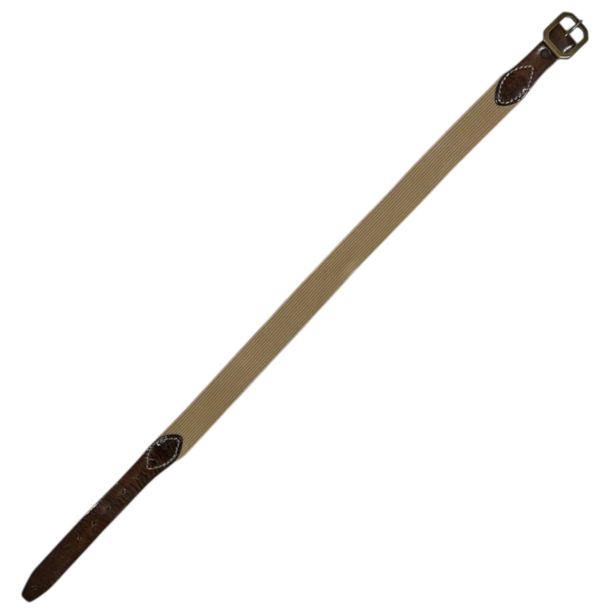 RRL(ダブルアールエル) Leather and Cotton Blend Belt レザー コットン 切替 ベルト 30 ブラウン×カーキ バックル素材:真鍮