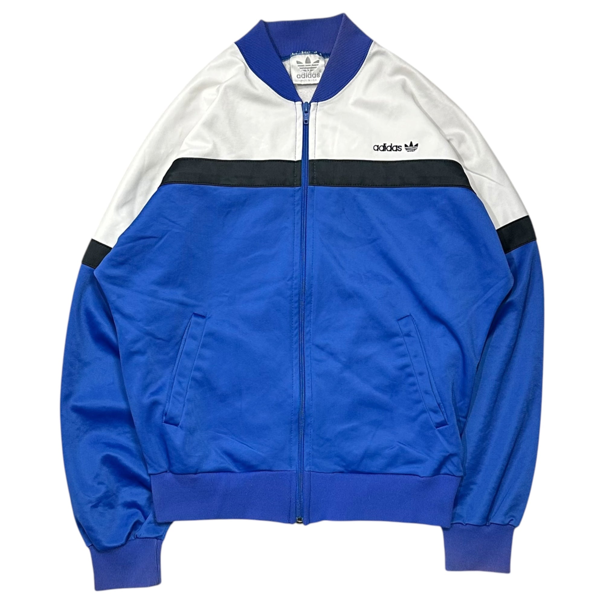 adidas(アディダス) 1980's Zip-Up Track Jacket 1980年代 ジップアップ トラック ジャケット S ブルー×ホワイト トレフォイルタグ USA製