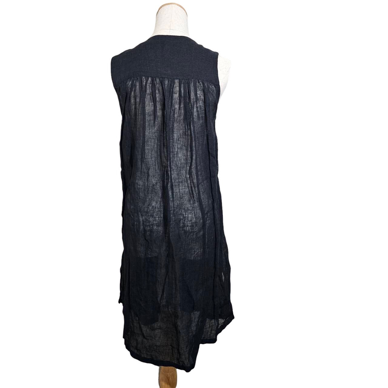 Tabrik(タブリク) フリンジ装飾リネンコットンロングジレ SIZE FREE マスタード×ブラック