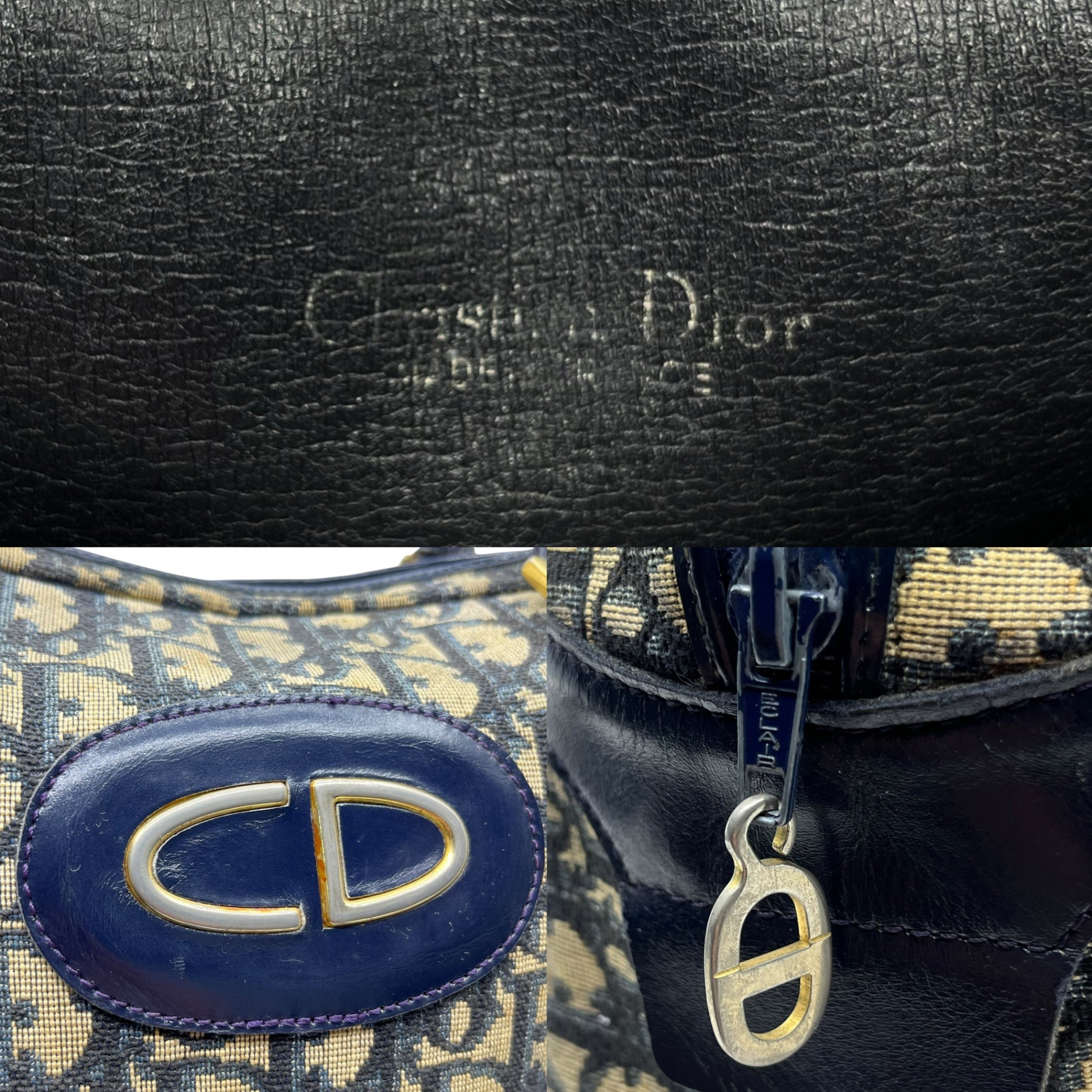 Christian Dior(クリスチャンディオール) CD logo trotter vintage handbag ロゴ トロッター ヴィンテージ ハンド バッグ ネイビー OLD