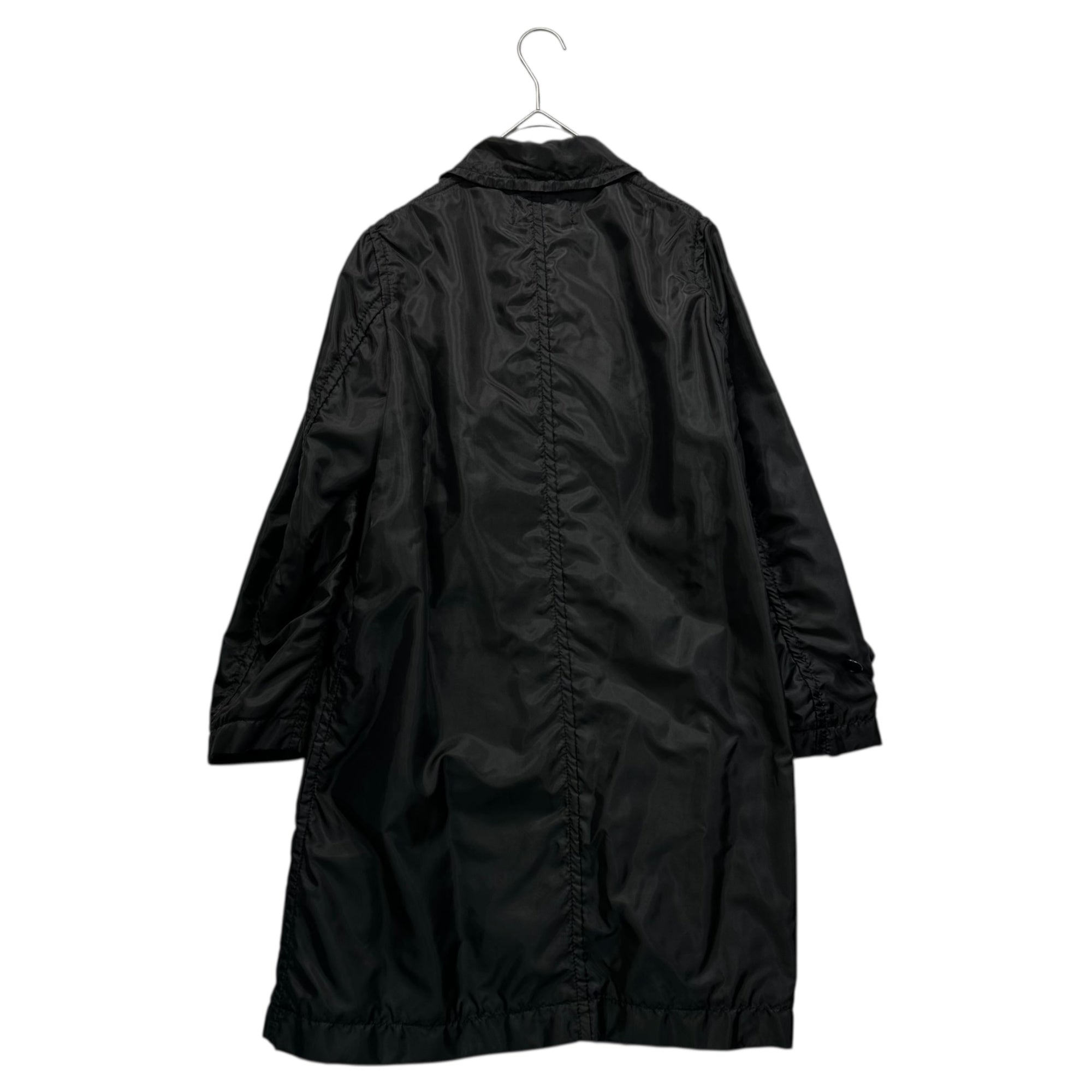 tricot COMME des GARCONS(トリココムデギャルソン) 12SS Inner Stripe × Floral Embroidery Polyester Coat インナー ストライプ × 花 刺繍 ポリ 比翼 コート TI-C003 S ブラック AD2011