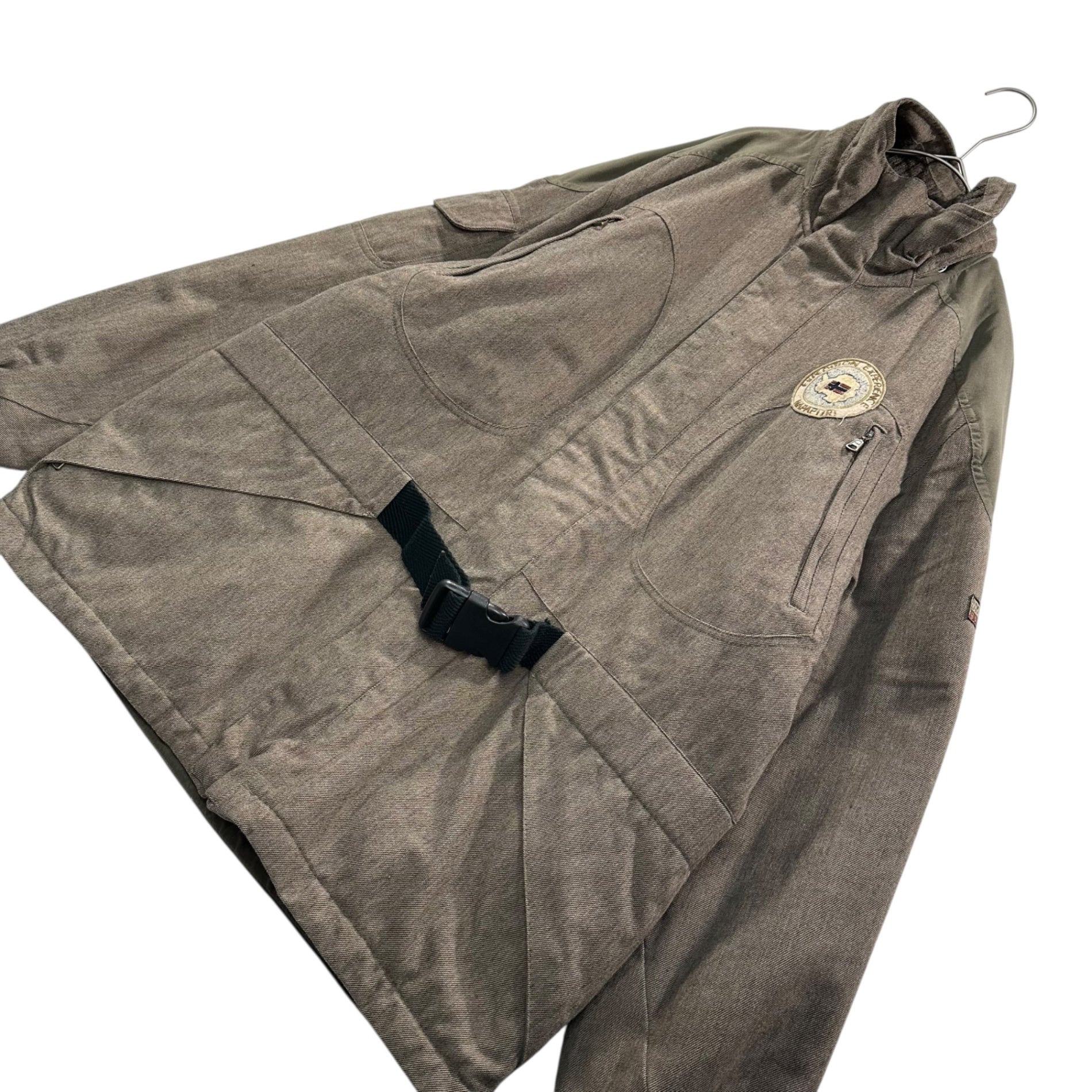 NAPAPIJRI(ナパピリ) 90's Waist Buckle Padded Jacket ウエスト バックル パテッド ジャケット M ベージュ 90年代 ヴィンテージ