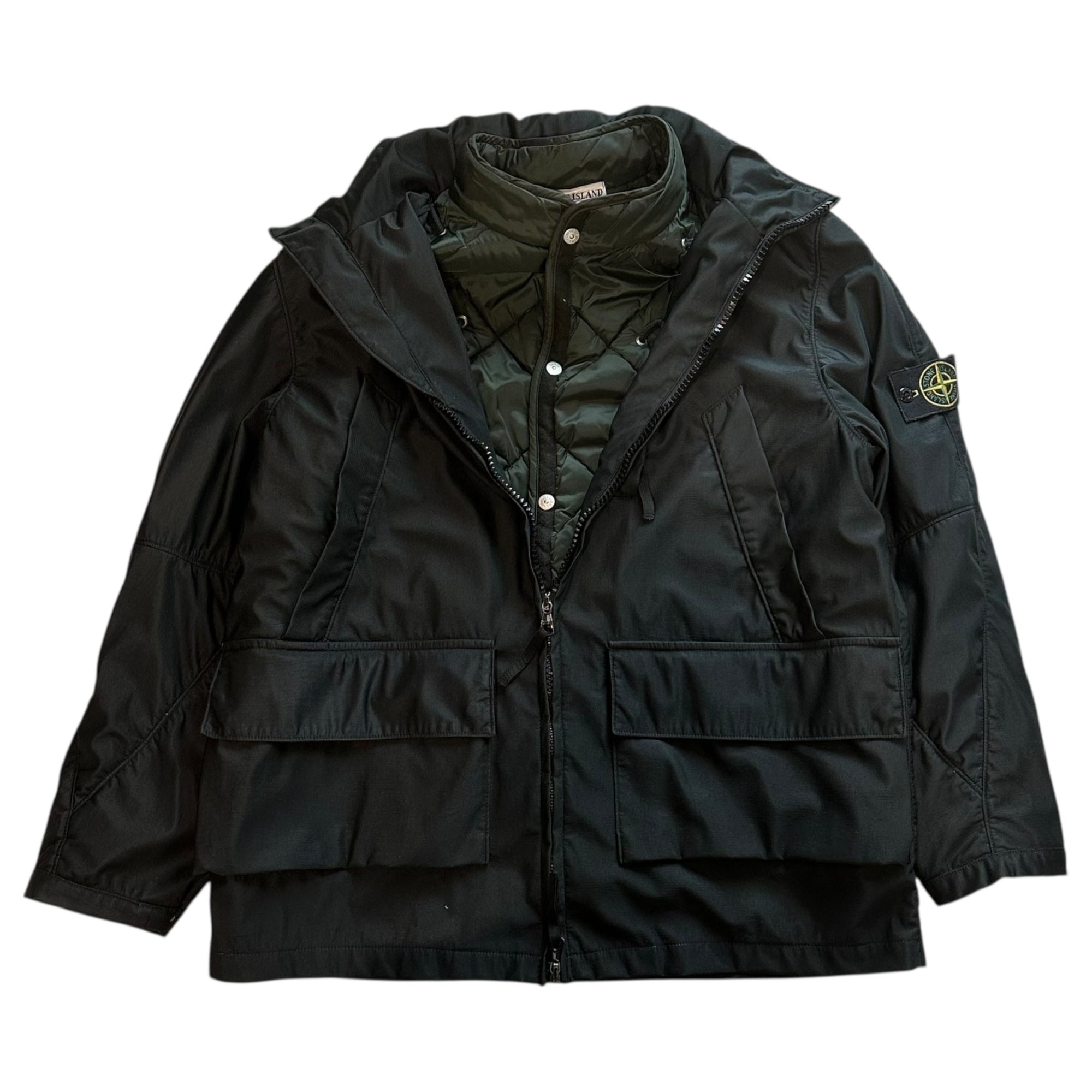 STONE ISLAND(ストーンアイランド) 2000AW 3WAY Nylam Jacket ナイラム ジャケット ライナー付 33154Q42/A M ブラック 00's マウンテンパーカー キルティング 稀少品 アーカイブ