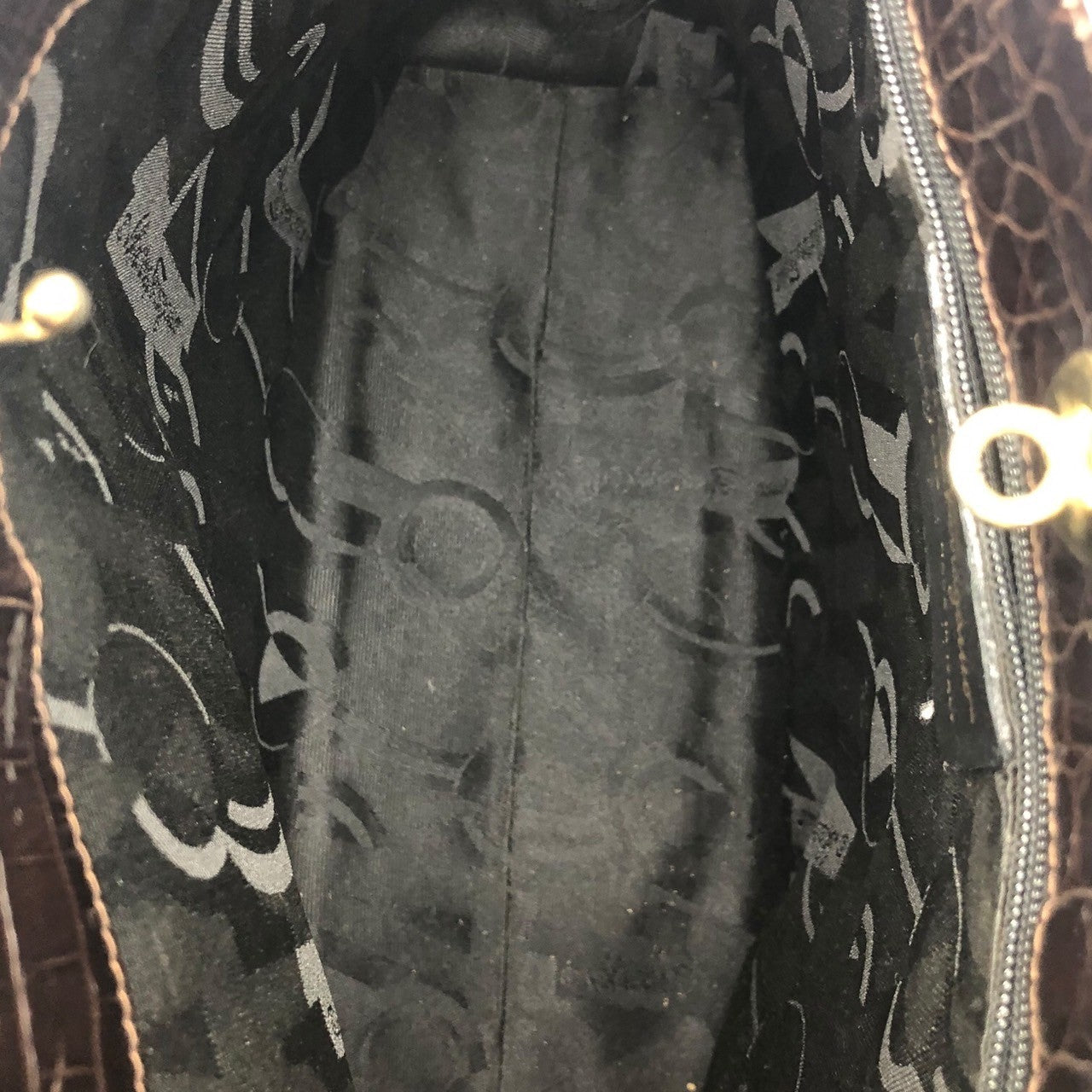 Salvatore Ferragamo(サルヴァトーレフェラガモ) ガンチーニ クロコ 型押し スウェード レザー トート バッグ ハンド EA-217699 ブラウン ヴィンテージ OLD