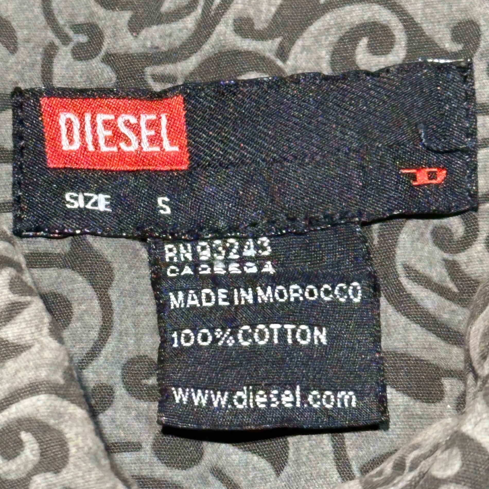 DIESEL(ディーゼル) 00's Arabesque Pattern Total Pattern S/S Shirt 唐草模様 総柄 半袖 シャツ S カーキ