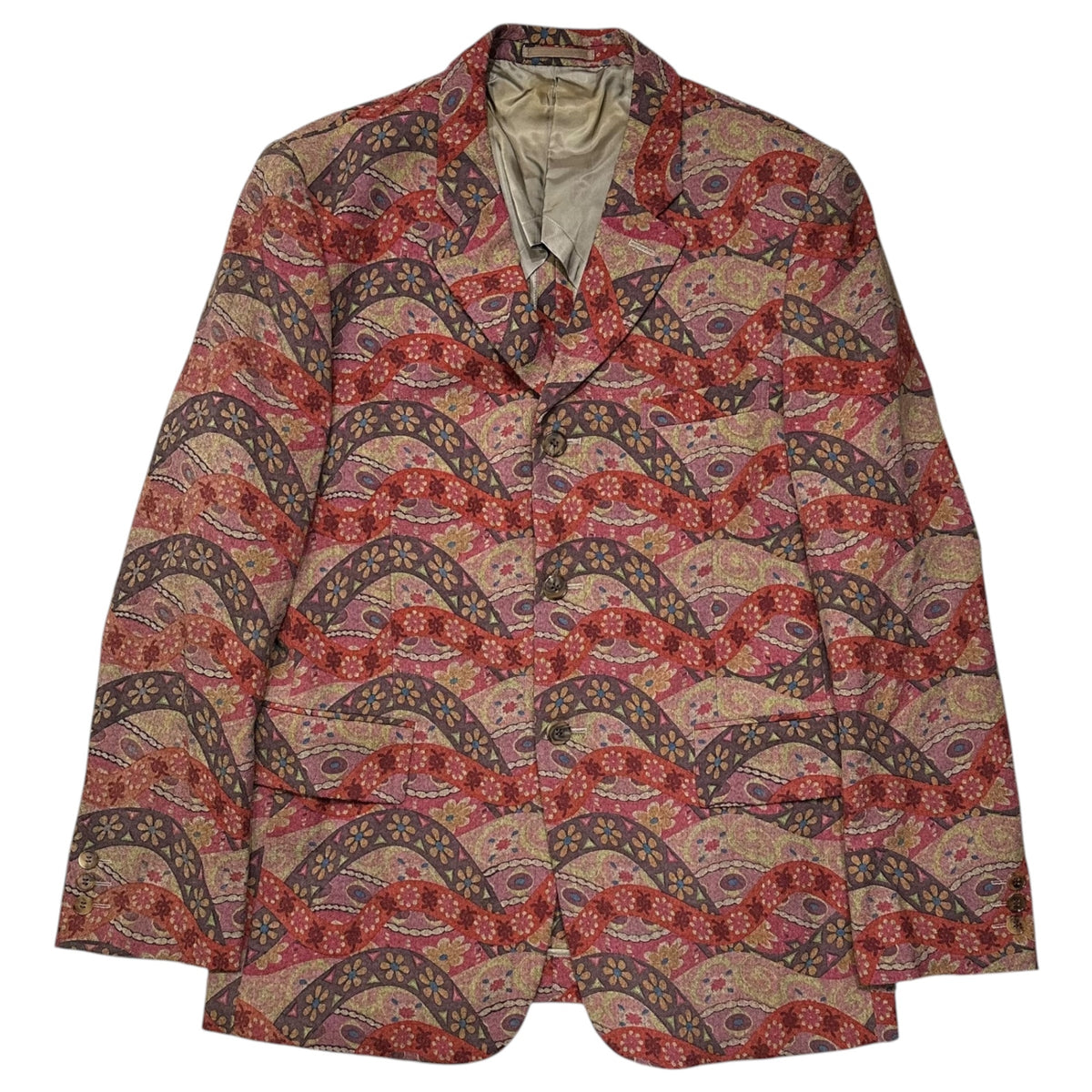 COMME des GARCONS HOMME PLUS(コムデギャルソンオムプリュス) 2001AW Psychedelic Period All-Over Print Tailored Jacket サイケ 期 総柄 テーラード ジャケット PC-J009 M レッド AD2001 00s アーカイブ