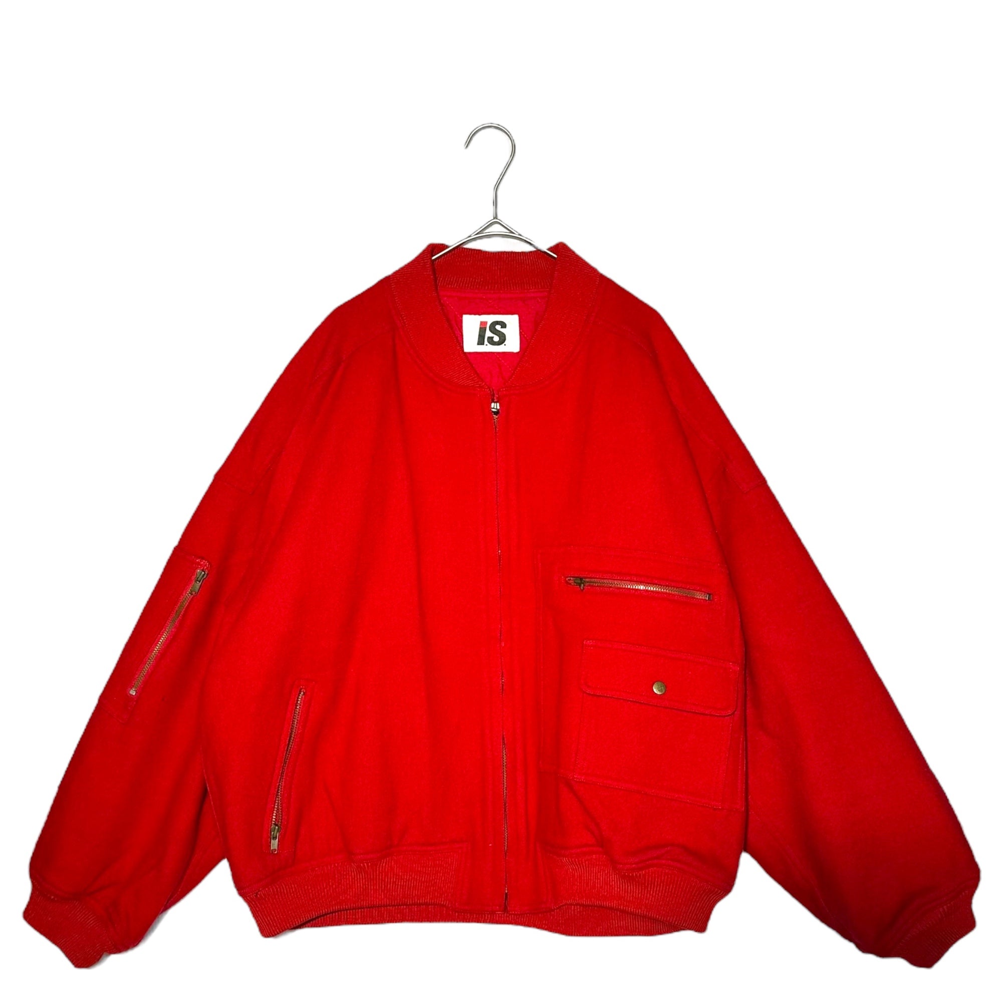 i.s. ISSEY MIYAKE(アイエス イッセイミヤケ) 80's CHISATO TSUMORI BOMBER JACKET 80年代 ツモリチサト ボンバー ジャケット ウール RG33248 9号(実寸M~L程度) レッド