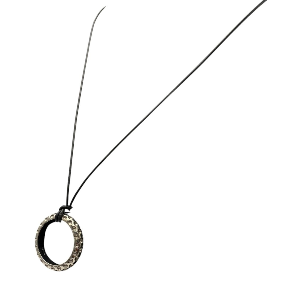 HERMES(エルメス) Scarf Ring Dot スカーフ リング ドット シルバー レザーネックレス付