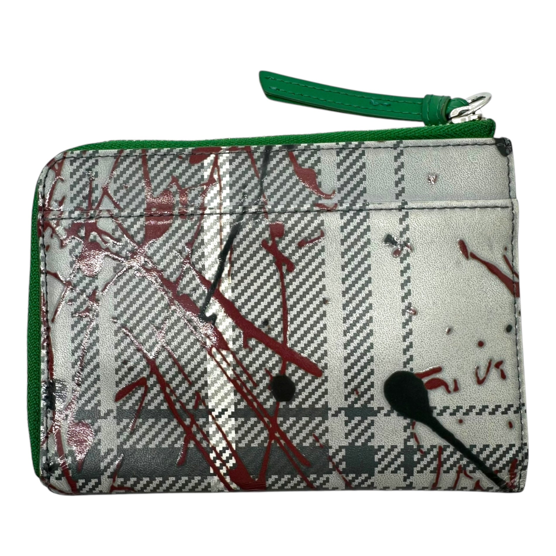 Vivienne Westwood(ヴィヴィアンウエストウッド) 00's Orb Logo Tartan Check Paint Zip Wallet オーブロゴ タータンチェック ペンキ ジップ ウォレット 3X18BL41 グレー×グリーン 財布 折り財布