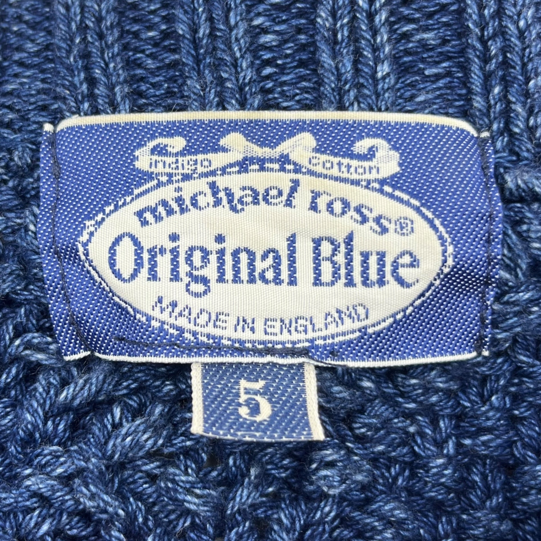 Original Blues (オリジナルブルース) 90's~ ARAN CABLE アラン ケーブル クルーネック ニット 5 ネイビー 90年代~ 当時物 イングランド製