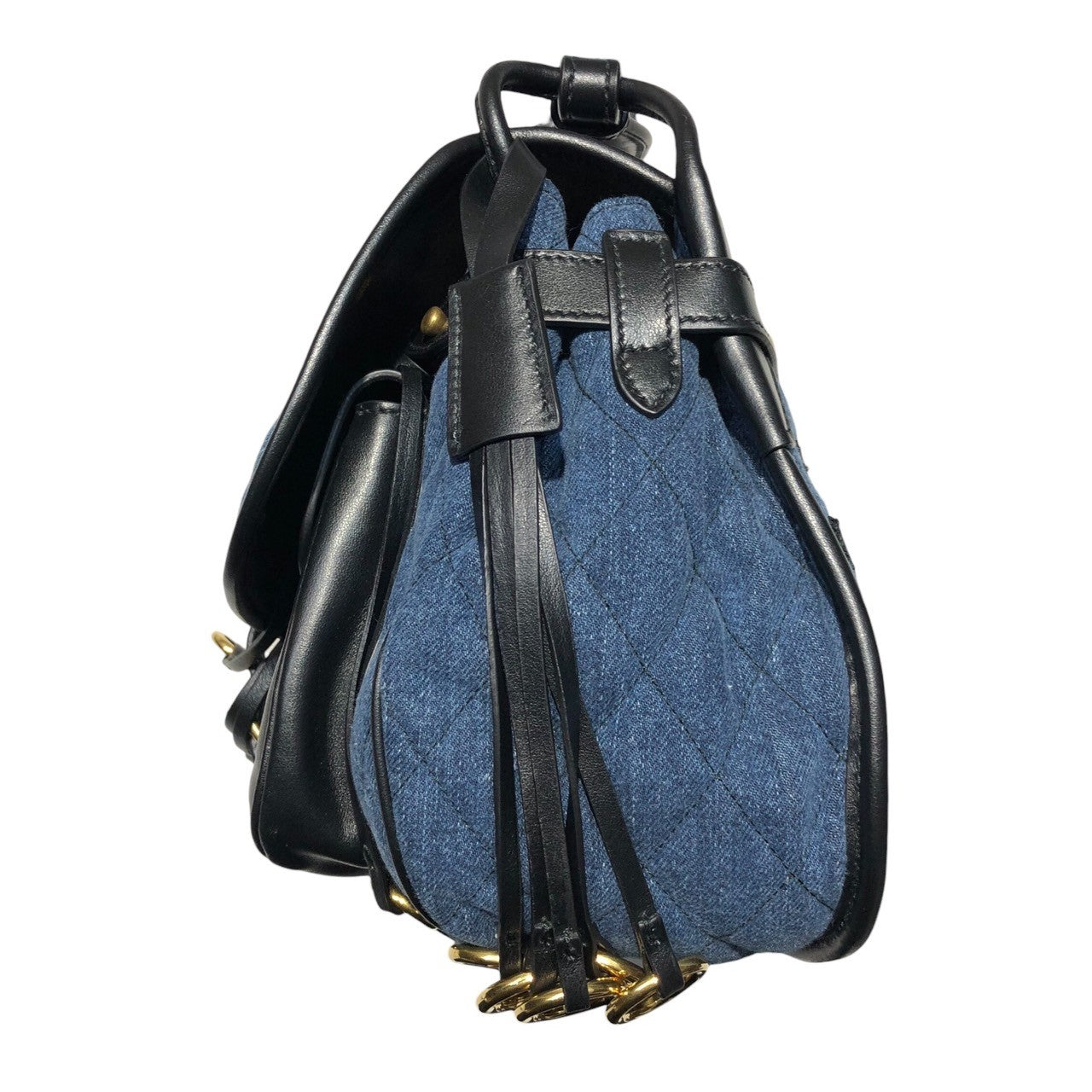 PRADA(プラダ) DENIM IMPUNTURA Shoulder bag デニム インプンチュラ ショルダー バッグ 1BD050 インディゴ×ブラック ギャランティカード付属