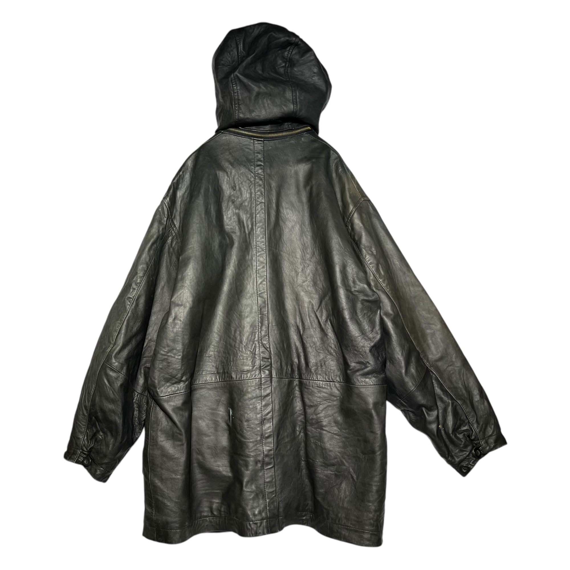 GAME SET AND MATCH(ゲームセットアンドマッチ) Vintage all leather duffle coat ヴィンテージ オール レザー ダッフル コート XL程度 ブラック