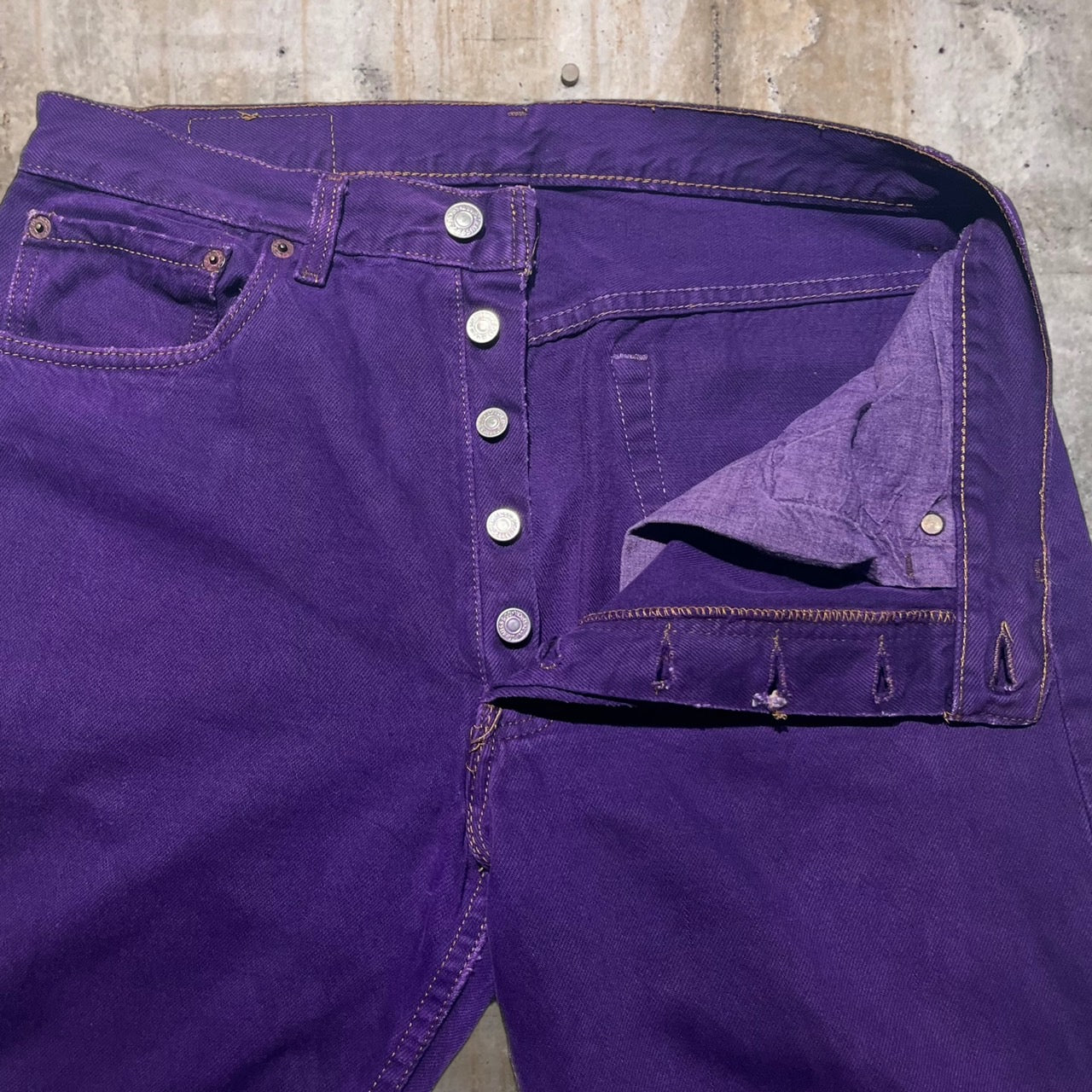 Levi's(リーバイス) 90's 501後染デニムパンツ 表記無し(W30程度) パープル USA製