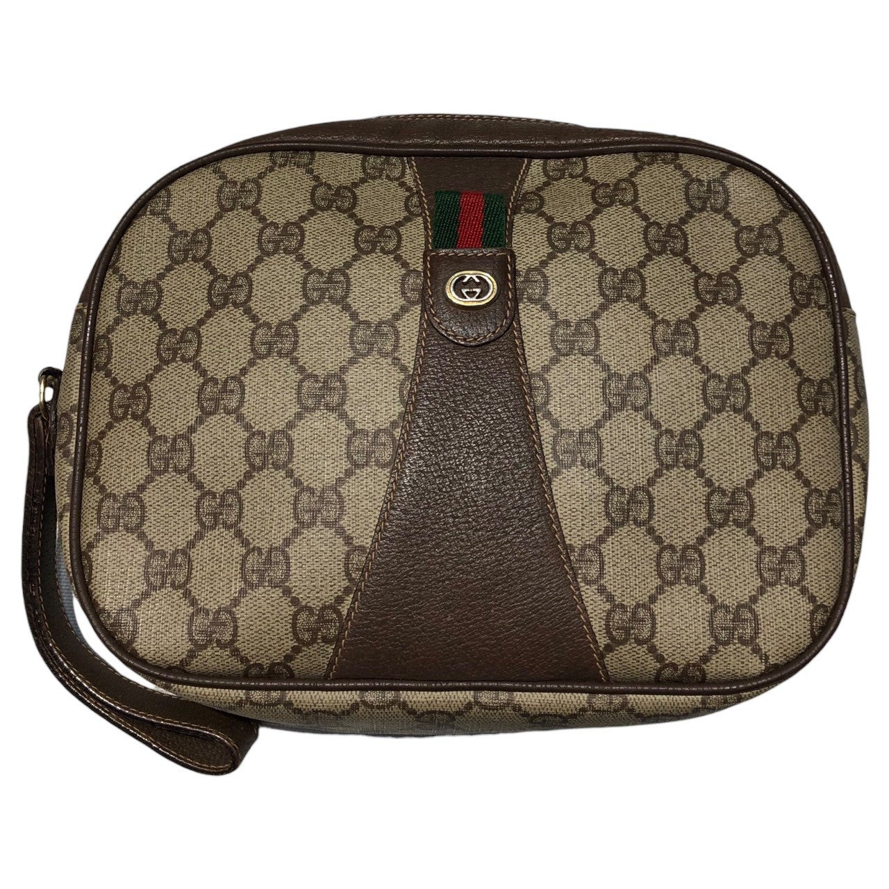 GUCCI(グッチ) 80's GG canvas sherry line pouch GG キャンバス シェリーライン ロゴ ポーチ  156.01.034 ベージュ 80年代 セカンド クラッチ バッグ