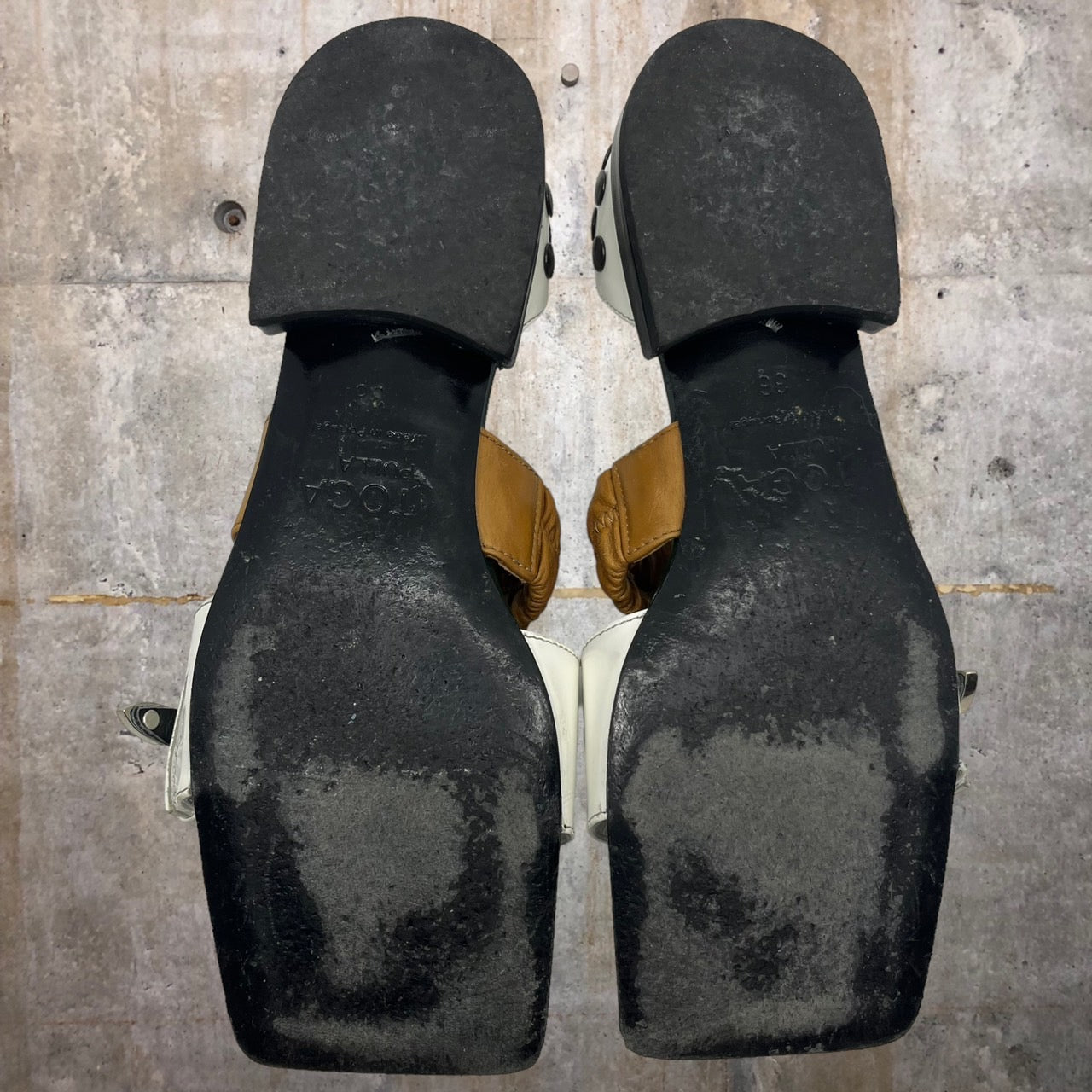 TOGA PULLA(トーガプルラ) square toe sandals スクエアトゥ サンダル ウエスタン ベルト 36(23cm程度) ミックス