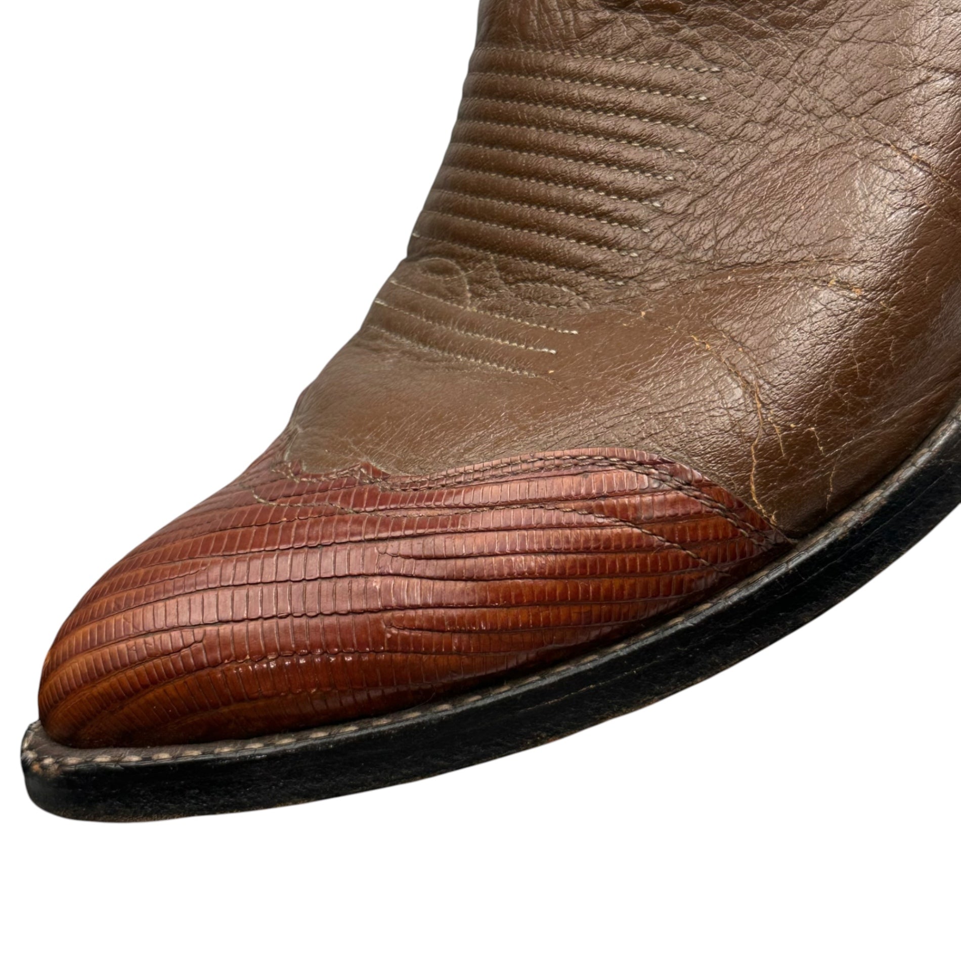 TONY LAMA(トニーラマ) 1980's Western Boots - Lizard Toes ウエスタン ブーツ リザード トゥ 6240 8(26cm) ブラウン 80年代 ヴィンテージ 黒タグ