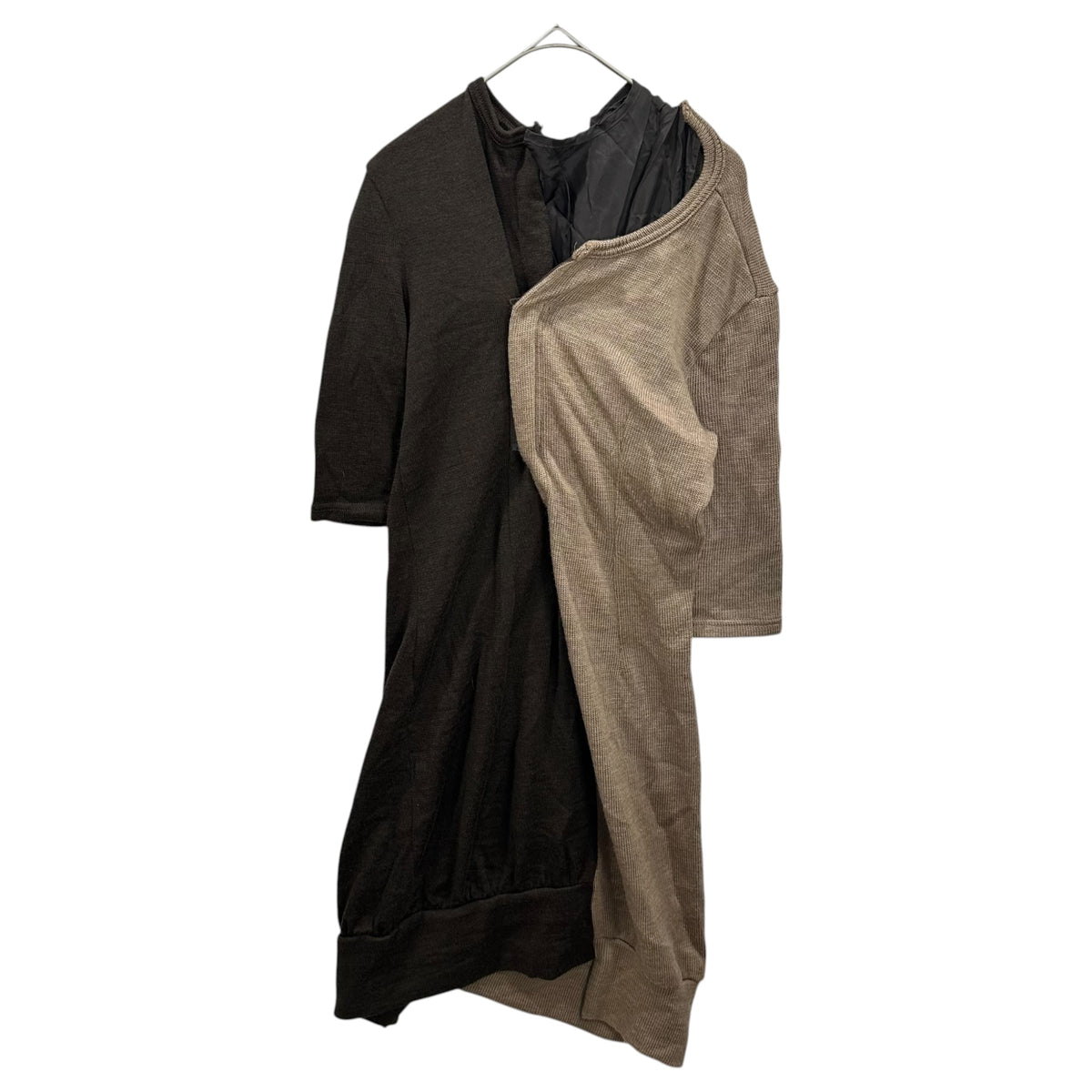 JUNYA WATANABE COMME des GARCONS(ジュンヤワタナベコムデギャルソン) 2007AW Asymmetrical Knit Dress アシンメトリー ニット ワンピース JT-O013 SS ベージュ×ブラウン AD2007 00s アーカイブ