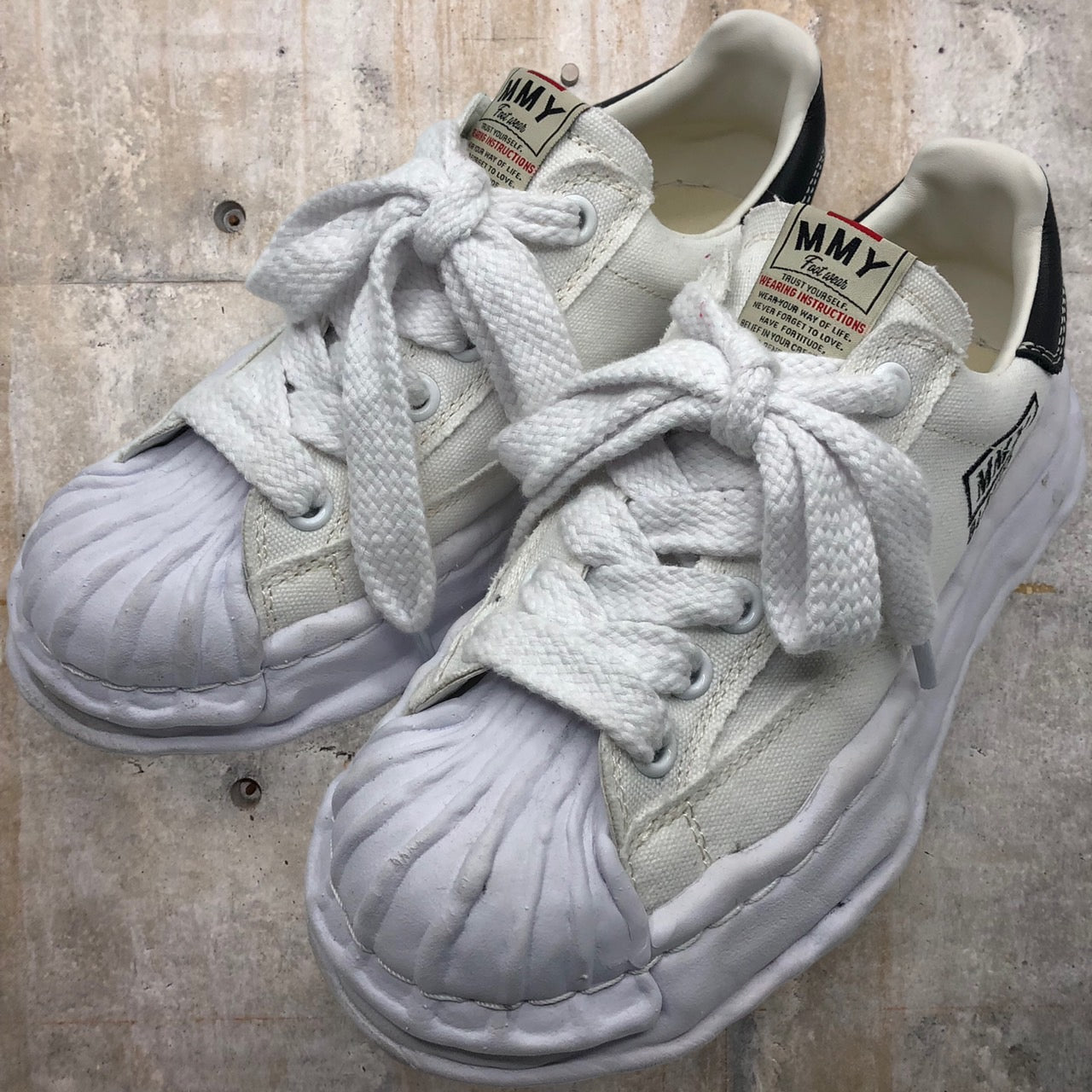 Maison MIHARA YASUHIRO(メゾンミハラヤスヒロ) "BLAKEY" OG Sole Canvas Low-top Sneaker/スパースターモチーフスニーカー A08FW735 38(24cm程度) ホワイト