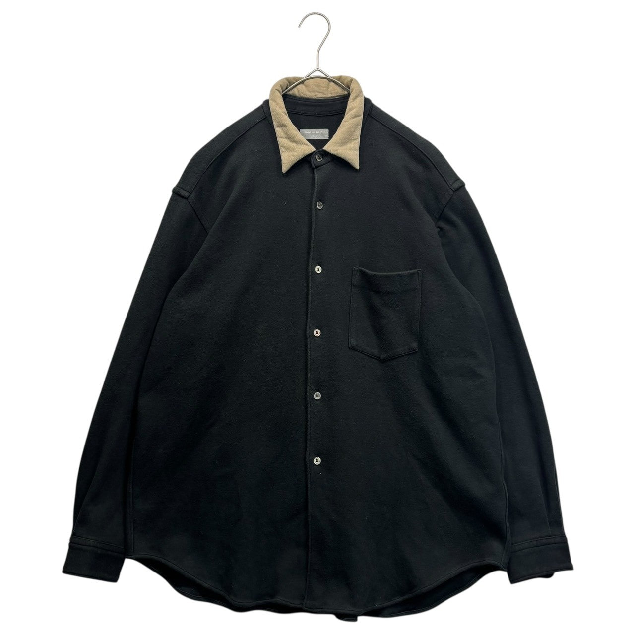 COMME des GARCONS HOMME(コムデギャルソンオム) 96AW Collar-Switch Cotton Sweatshirt Button Shirt Jacket 96AW 襟切替 コットン スウェット ボタン シャツ ジャケット 田中オム HB-040340 FREE ブラック×ベージュ AD1996