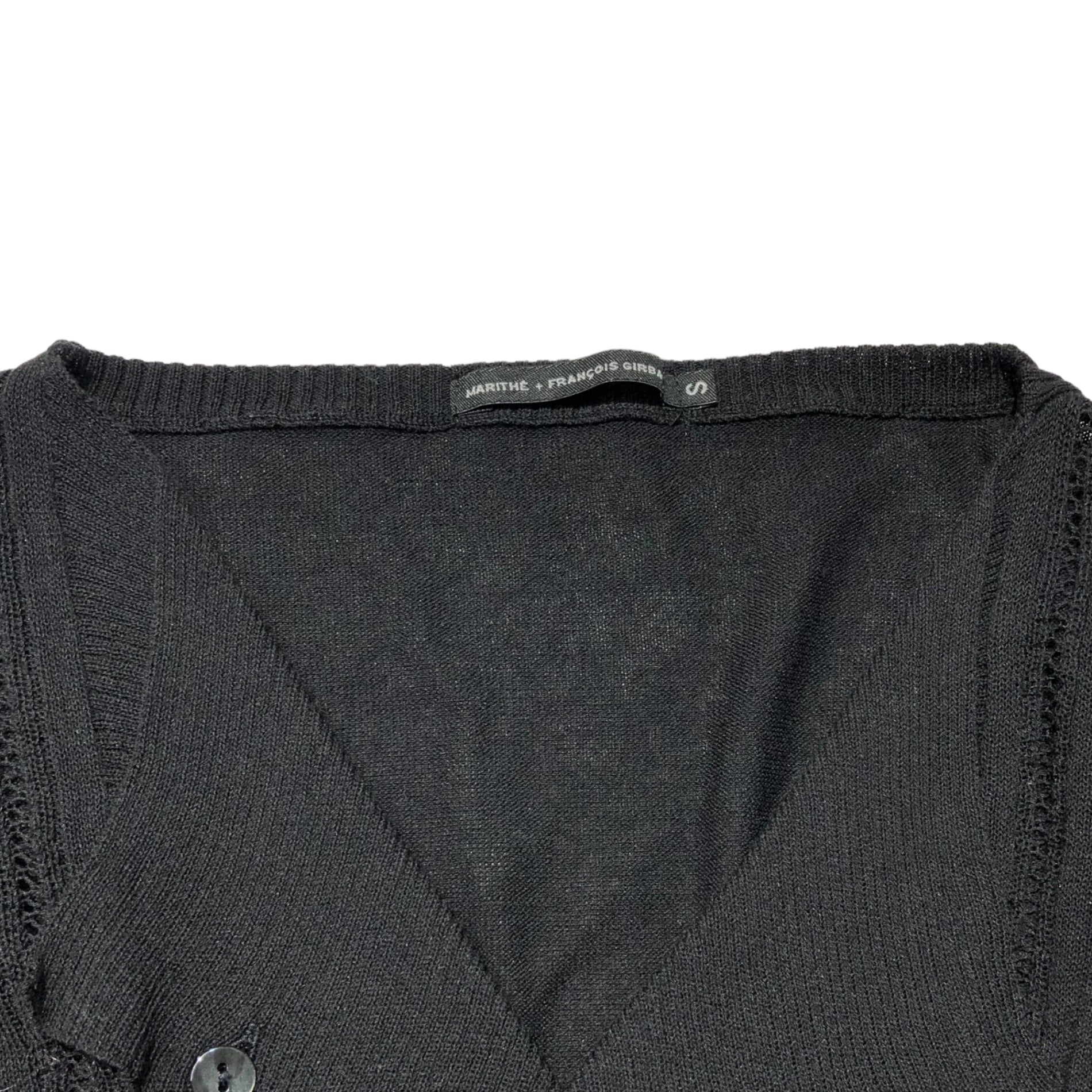 MARITHE FRANCOIS GIRBAUD(マリテフランソワジルボー) 00's Gimmick short length cardigan ギミック ショート丈 カーディガン F6-8169 S ブラック Y2K ニット ボレロ