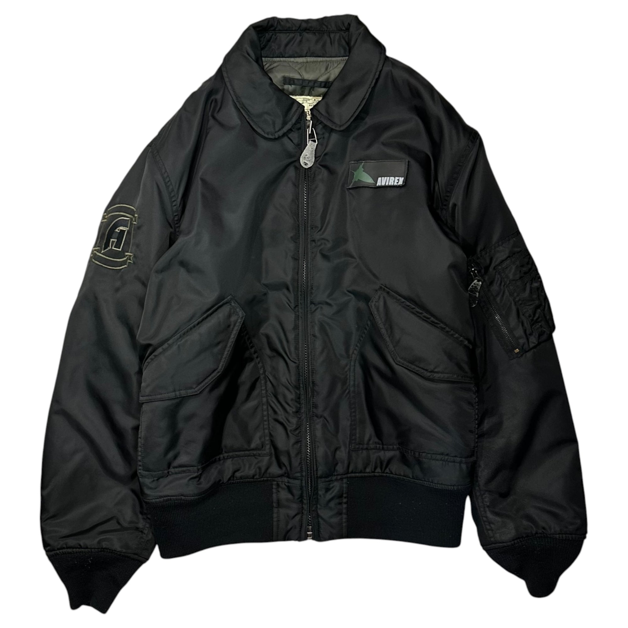 AVIREX(アヴィレックス) Elite Group Quilted Lined Military Flight Jacket 精鋭集団 裏キルト ミリタリーフライトジャケット 652201 L ブラック