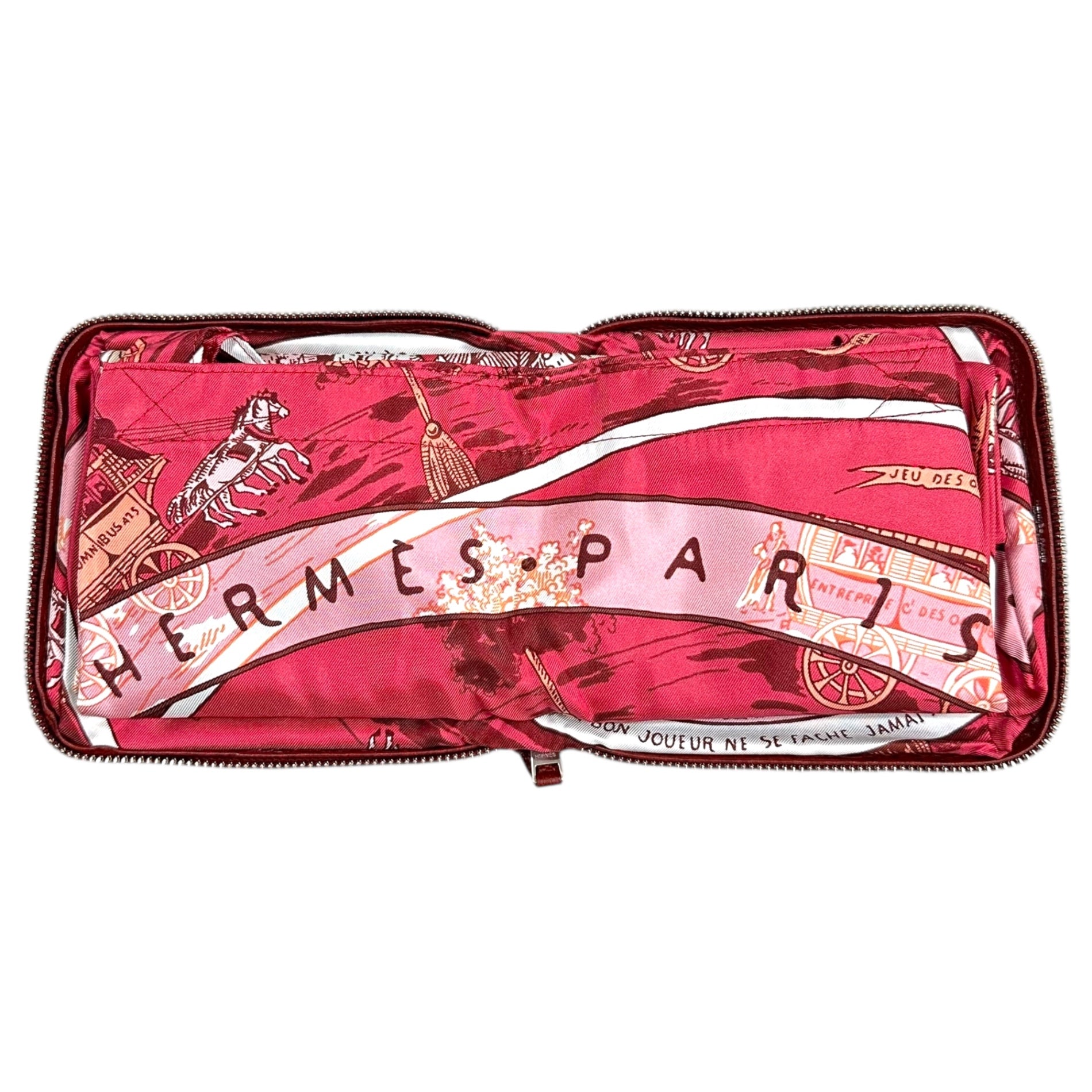 HERMES(エルメス) ”JEU DES OMNIBUS ET DAMES BLANCHES” Silky Pop オムニバスと白い貴婦人のゲーム シルキーポップ ルージュアッシュ ブッフルスキッパー エコバッグ トートバッグ 折り畳み