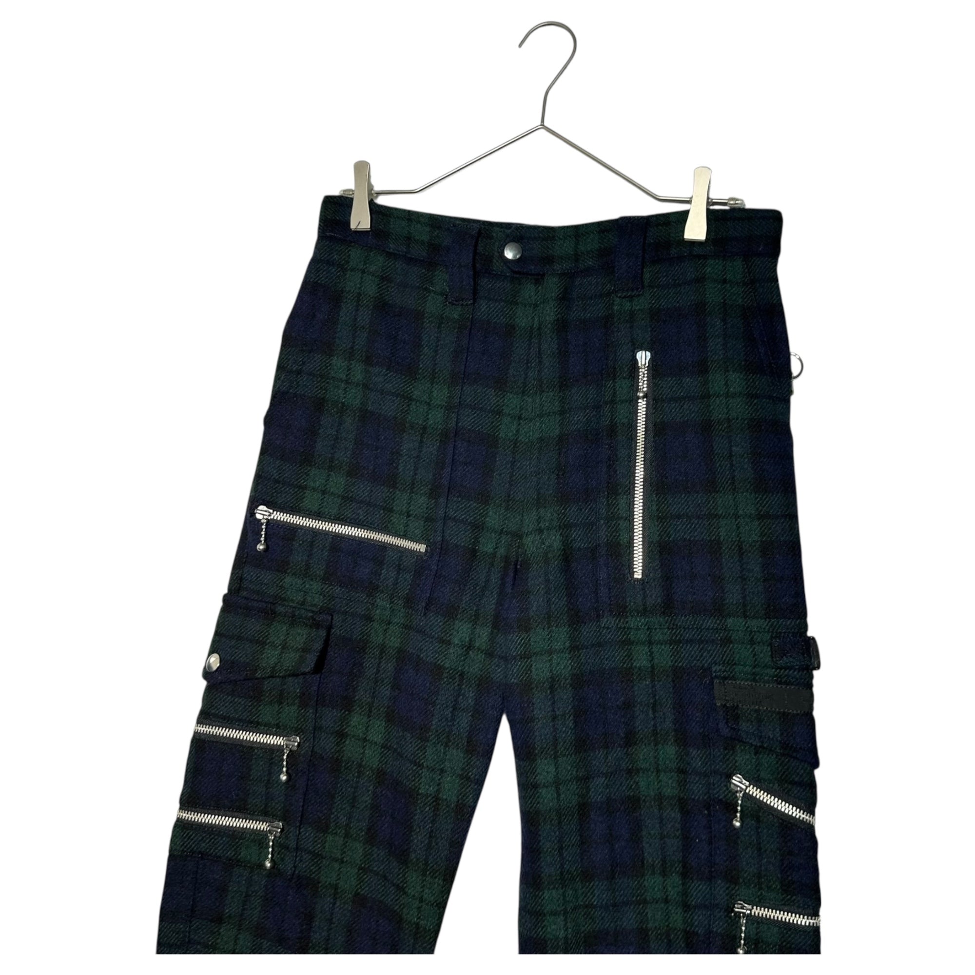 666(トリプルシックス) Army Zip Wool Bondage Pants アーミー ジップ ウール ボンテージ パンツ L グリーン×ネイビー