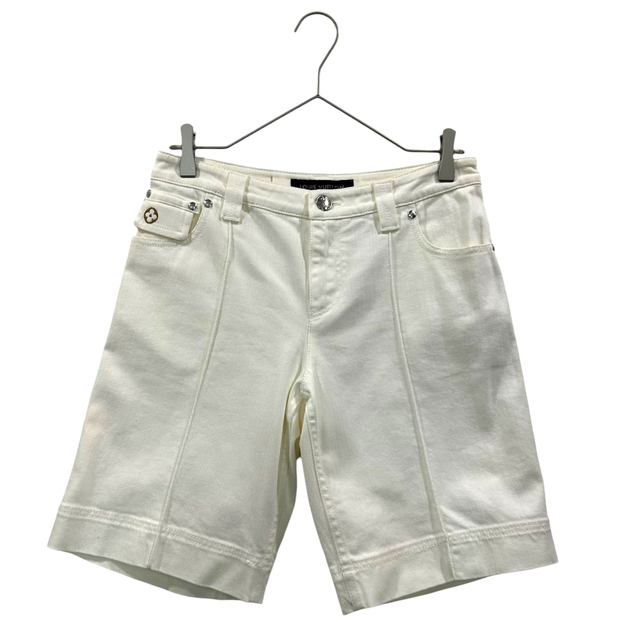 LOUIS VUITTON(ルイヴィトン) Monogram Embroidered White Denim Shorts モノグラム 刺繍 ホワイト デニム ショーツ PW091W WOPA03CKJ 38 ホワイト ショート ハーフ パンツ