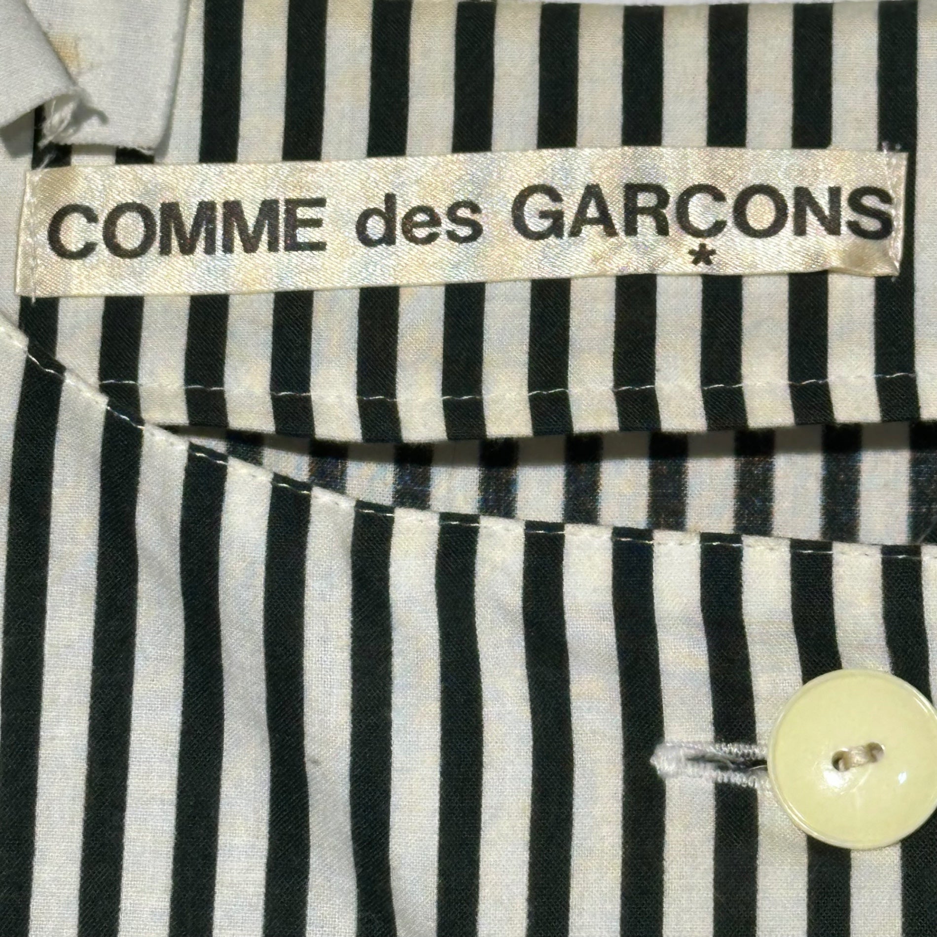 COMME des GARCONS(コムデギャルソン) 70~80's Cotton Collarless Striped Dress 70~80年代 コットン ノーカラー ストライプ ワンピース FREE ホワイト×ネイビー 川久保玲 本人期 アーカイブ