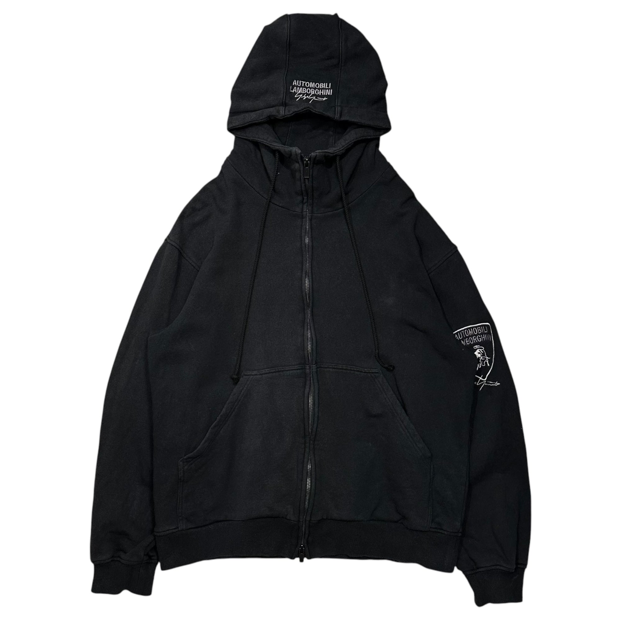 yohji yamamoto POUR HOMME × Tonino Lamborghini(ヨウジヤマモトプールオム × ランボルギーニ) 2020AW Limited Edition Collaboration: Stitch & Print Zip-Up Hoodie 限定コラボ ステッチ & プリント ジップアップ パーカー HR-T84-991 1(S程度) ブラック