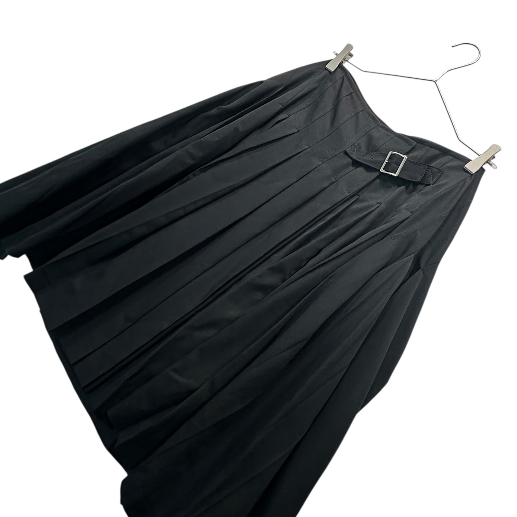 tricot COMME des GARCONS(トリココムデギャルソン) 12SS Back Panel Contrast Material Pleated Belt Skirt 背面 異素材 切替 プリーツ ベルトスカート TI-S002 M ブラック AD2011
