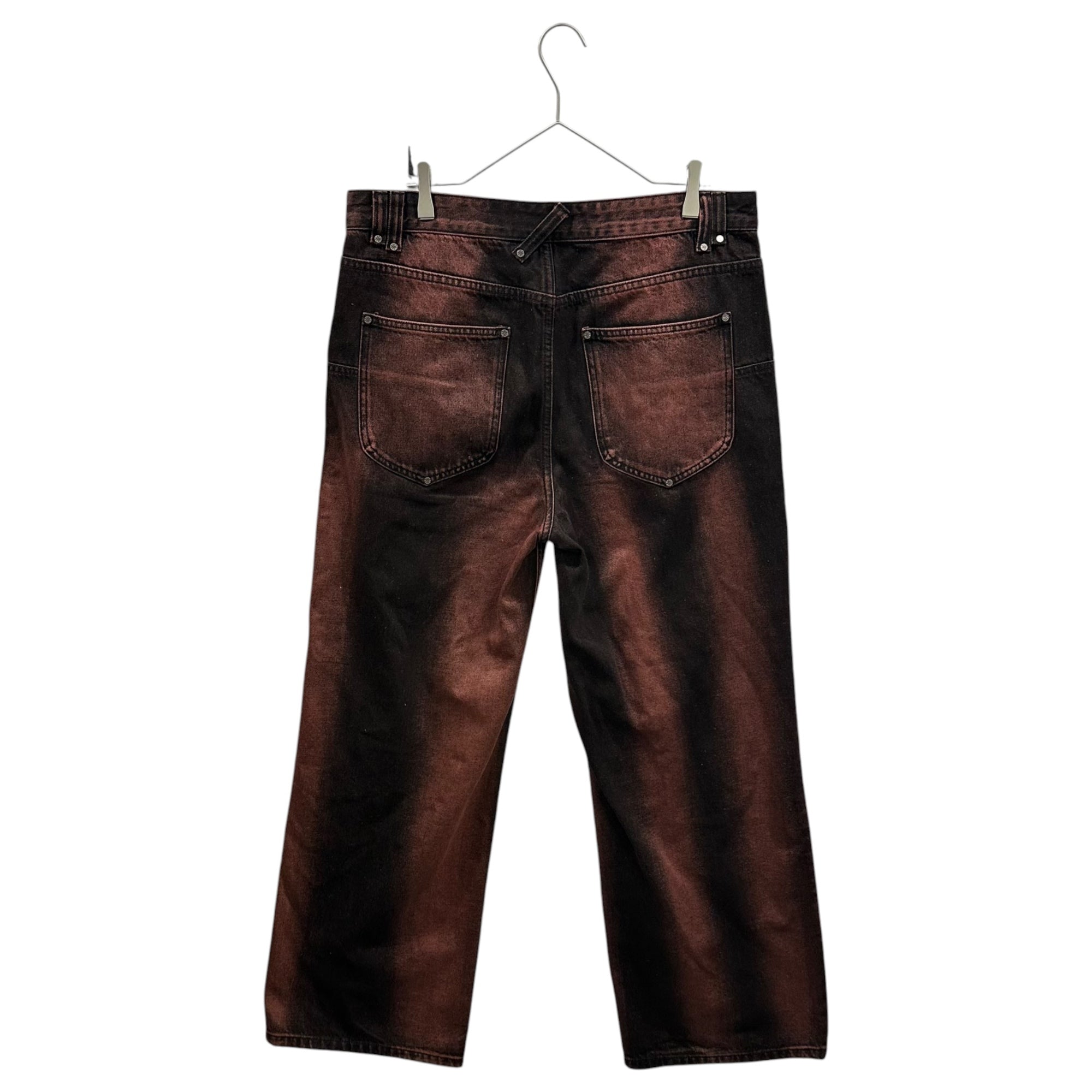 PROTEMOA(プロテモア) Wide denim pants ワイド デニム パンツ L レッド×ブラック