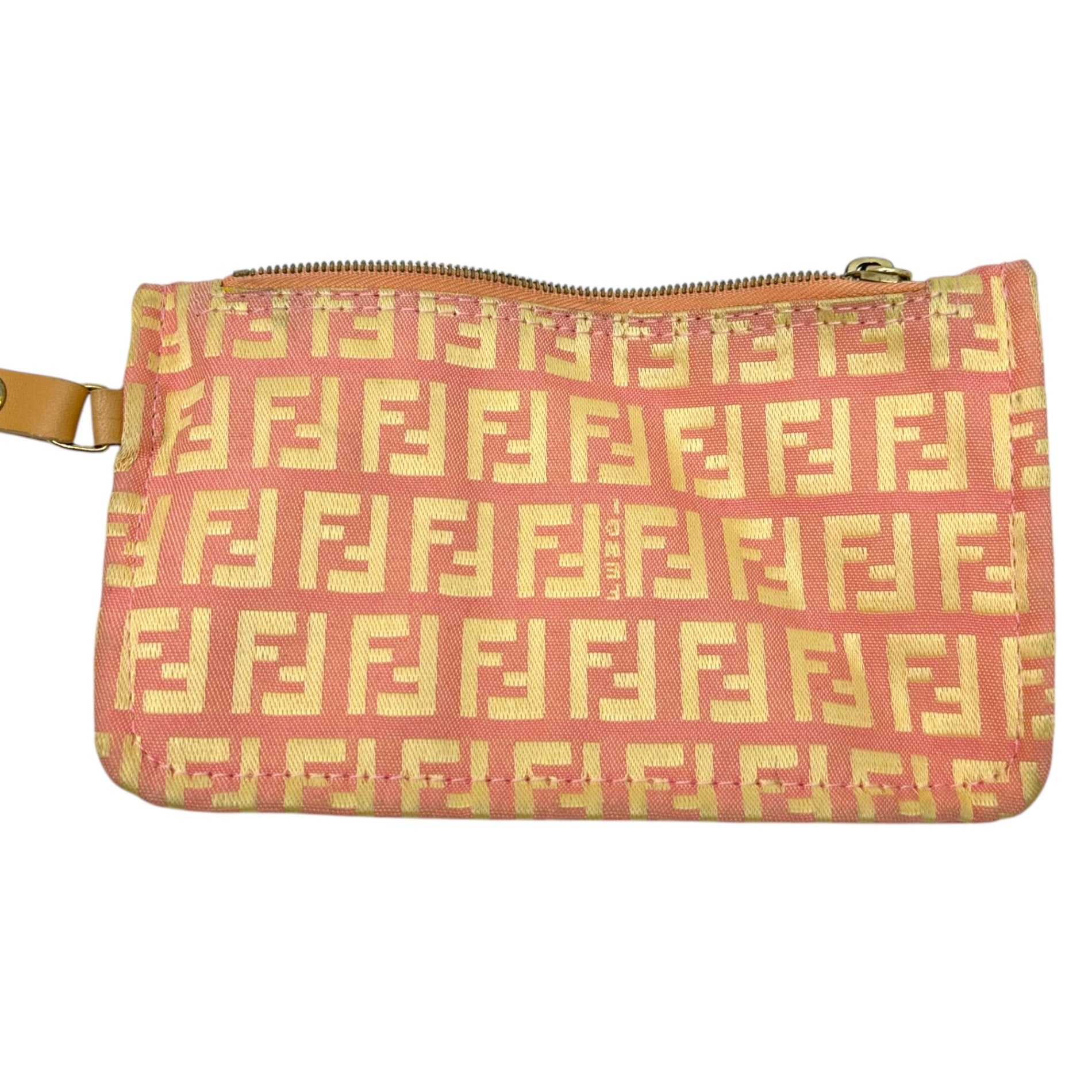 FENDI(フェンディ) Zucchini Pattern Tote Bag with Mini Pouch ズッキーニ柄 ミニポーチ トート バッグ 3677 8BH006 028 ピンク×ゴールド ズッカ