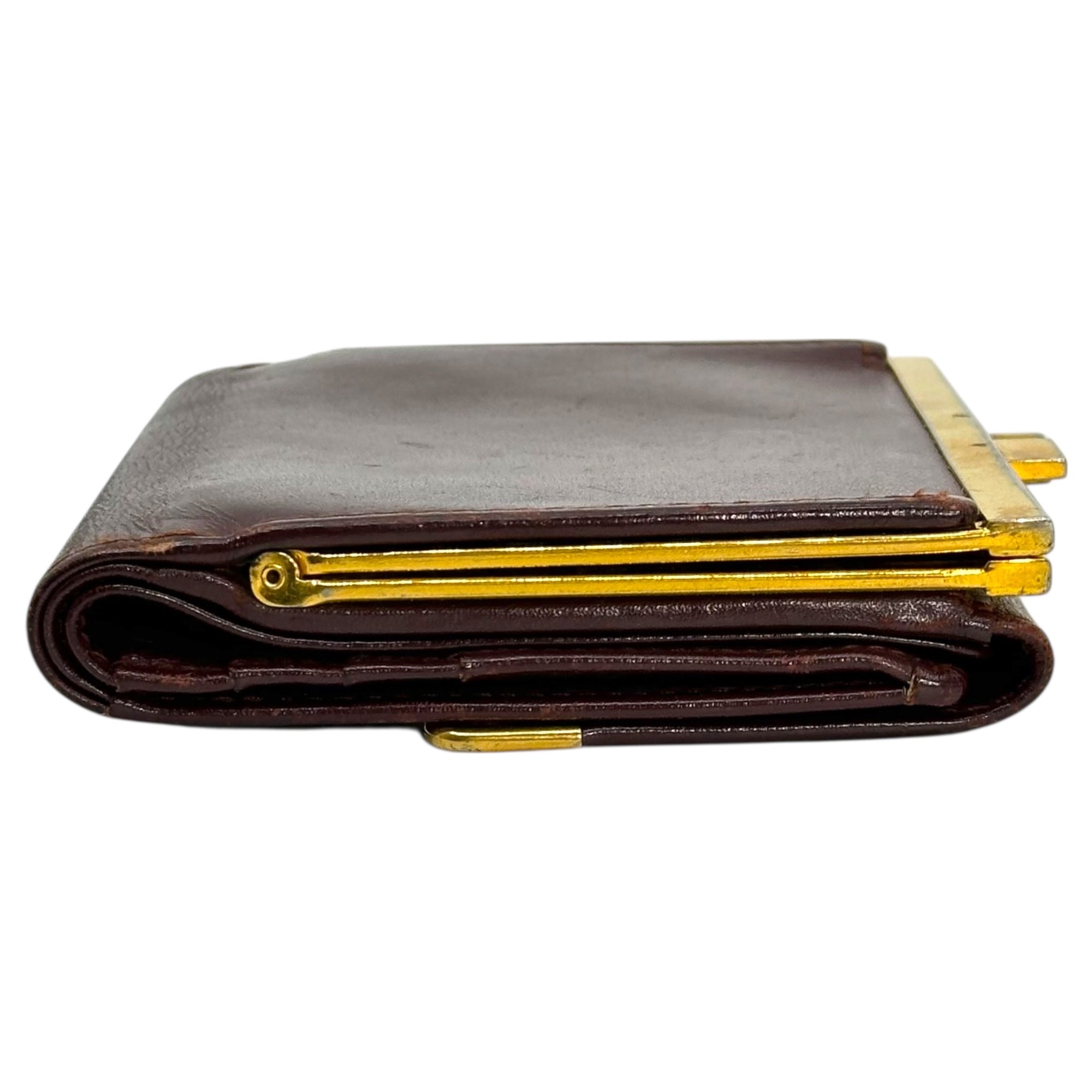 Cartier(カルティエ) Foldable wallet with snap closure がま口 三つ折り 財布 ボルドー